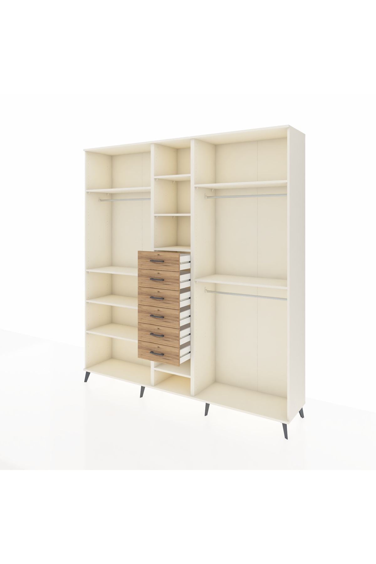 Hyperion Dolap 10 Raflı 6 Çekmeceli 3 Askılı 220x44x243 - S553M060V06B