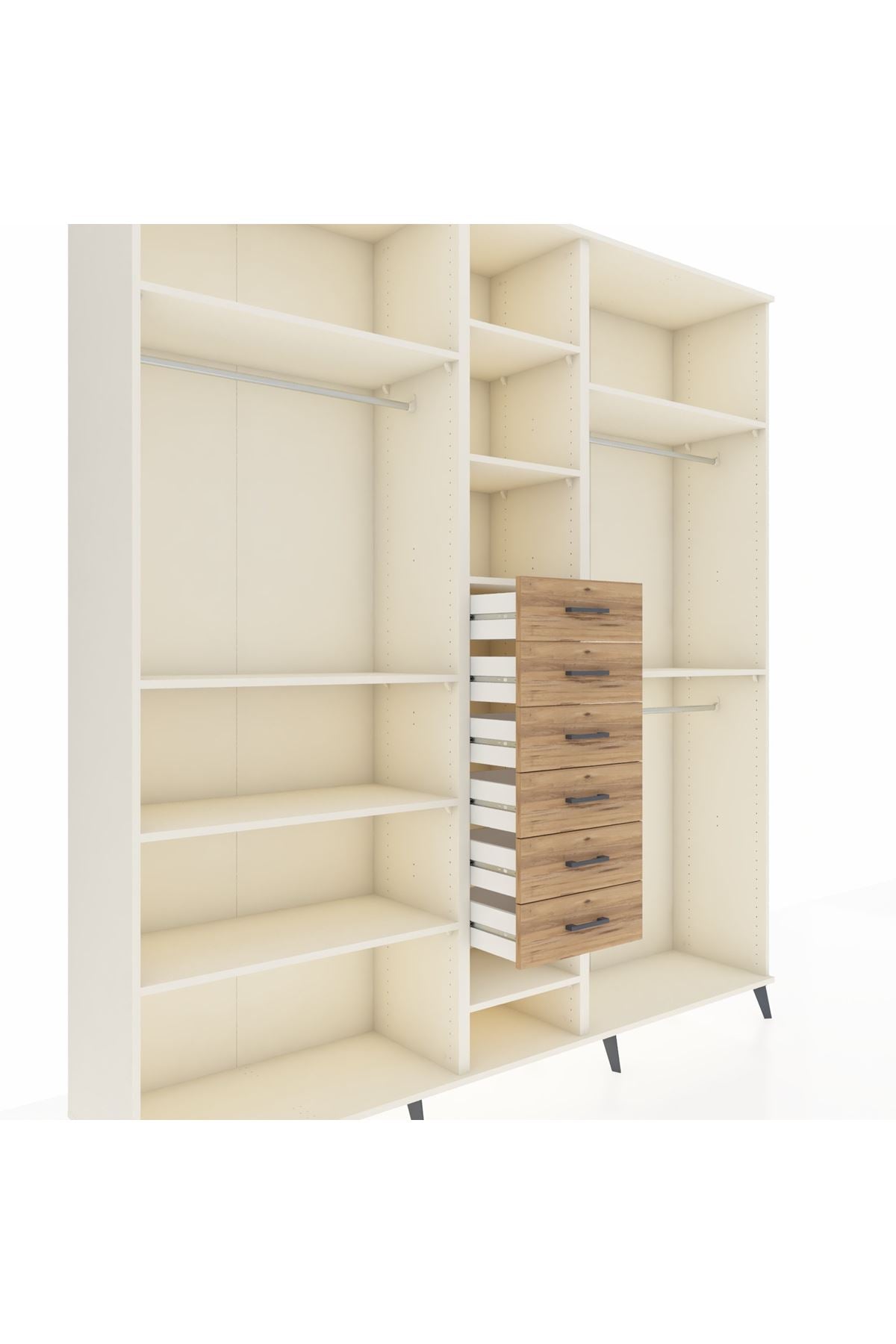 Hyperion Dolap 10 Raflı 6 Çekmeceli 3 Askılı 220x44x243 - S553M060V06B