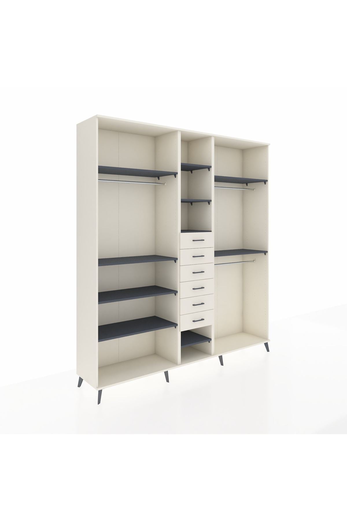 Hyperion Dolap 10 Raflı 6 Çekmeceli 3 Askılı 220x44x243 - S553M060V07B