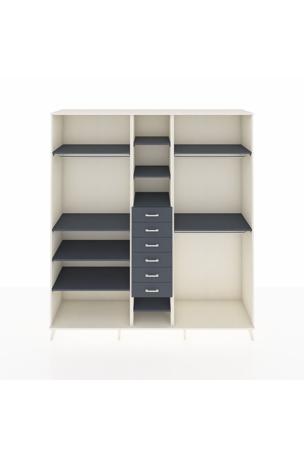 Hyperion Dolap 10 Raflı 6 Çekmeceli 3 Askılı 220x44x243 - S553M060V08B