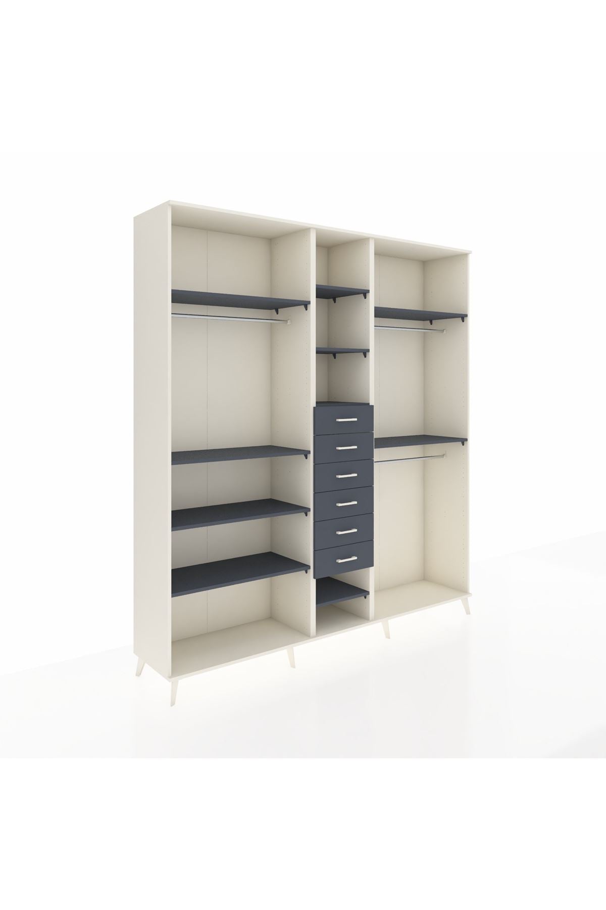 Hyperion Dolap 10 Raflı 6 Çekmeceli 3 Askılı 220x44x243 - S553M060V08B