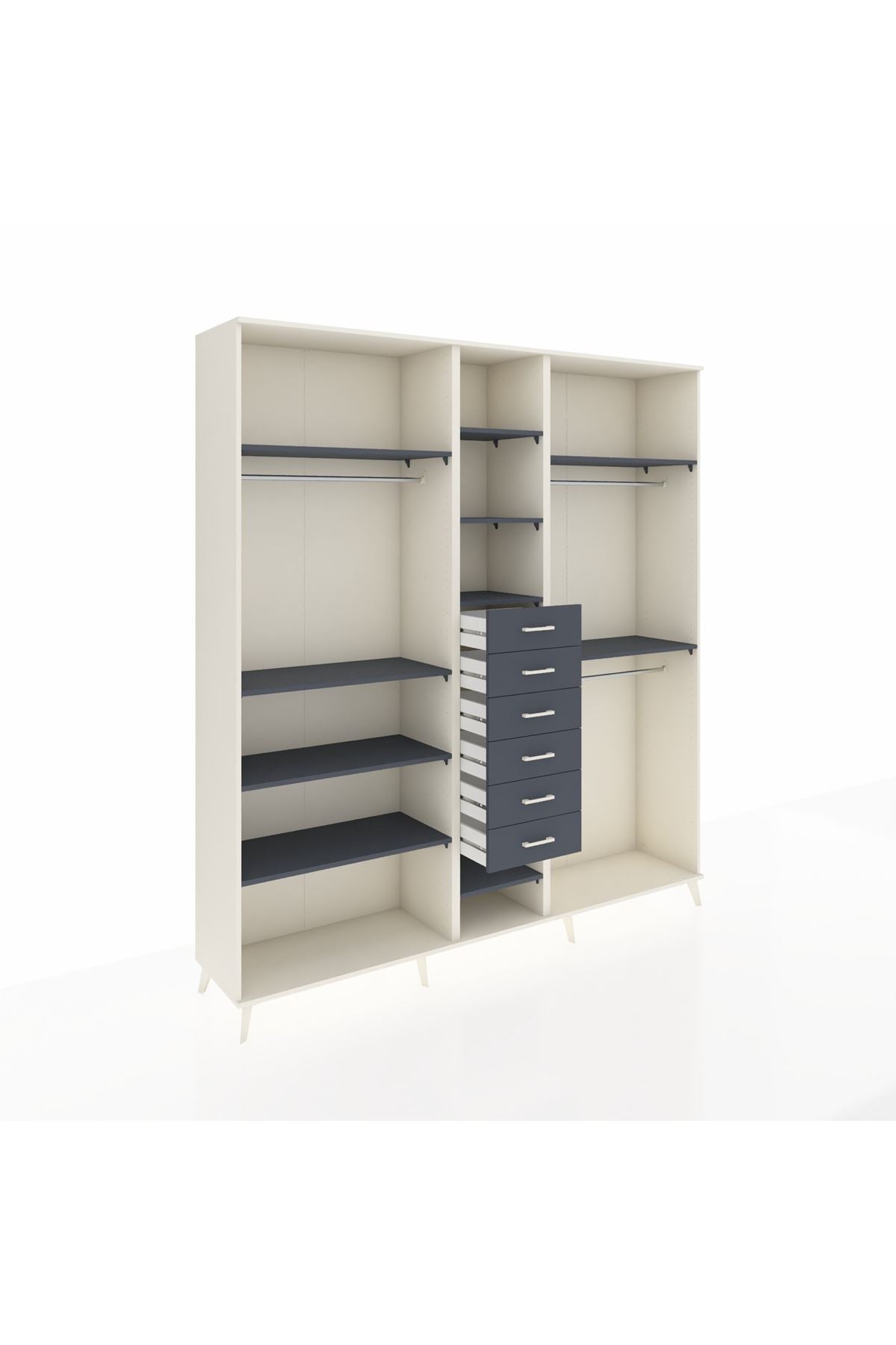 Hyperion Dolap 10 Raflı 6 Çekmeceli 3 Askılı 220x44x243 - S553M060V08B