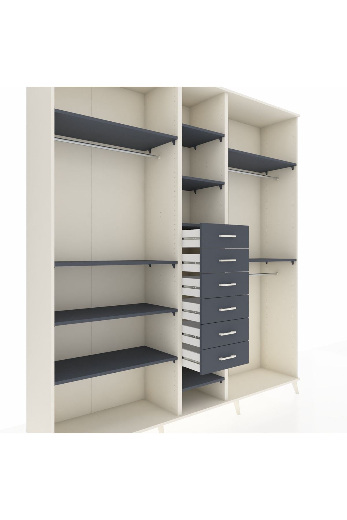 Hyperion Dolap 10 Raflı 6 Çekmeceli 3 Askılı 220x44x243 - S553M060V08B