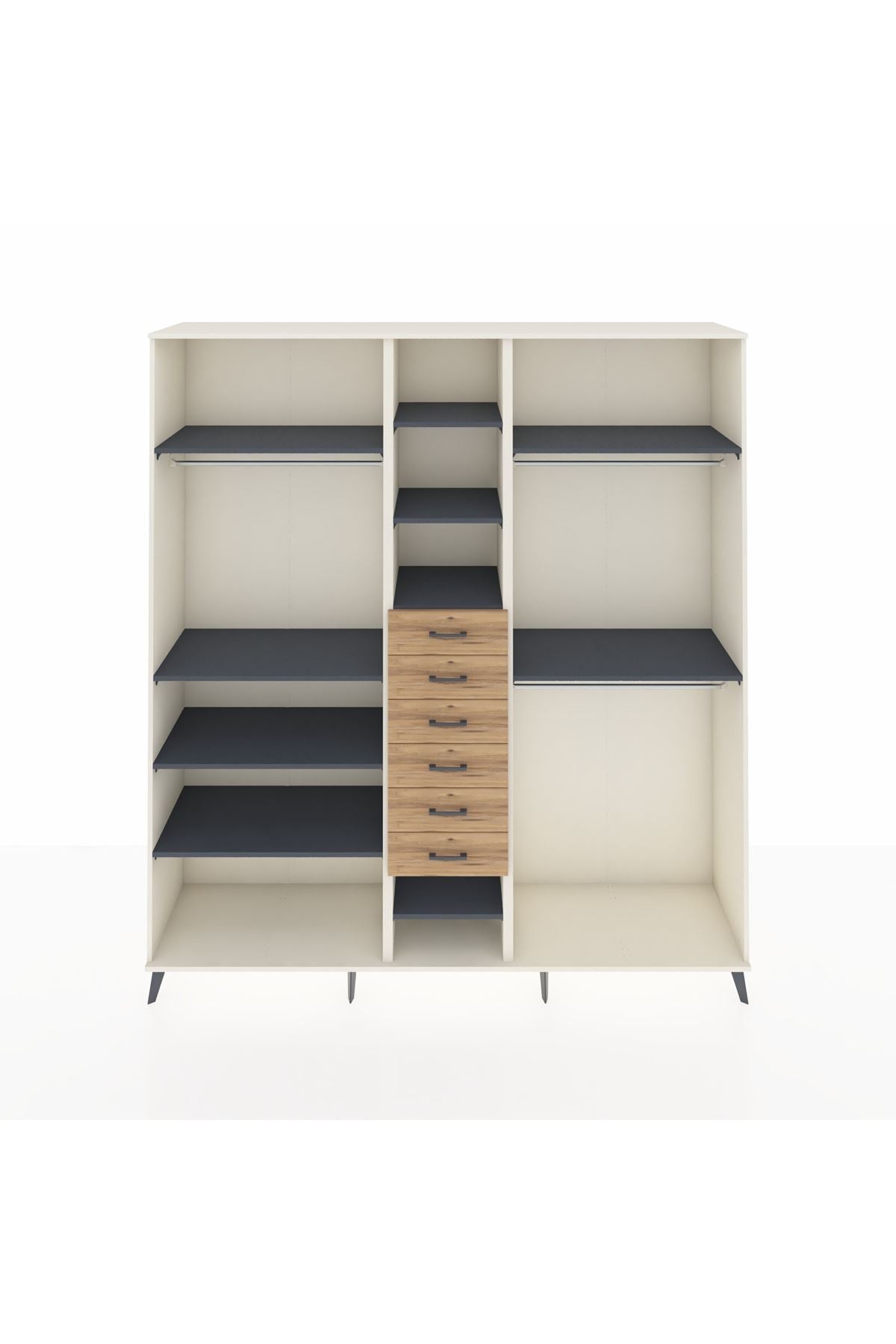 Hyperion Dolap 10 Raflı 6 Çekmeceli 3 Askılı 220x44x243 - S553M060V09B