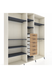 Hyperion Dolap 10 Raflı 6 Çekmeceli 3 Askılı 220x44x243 - S553M060V09B
