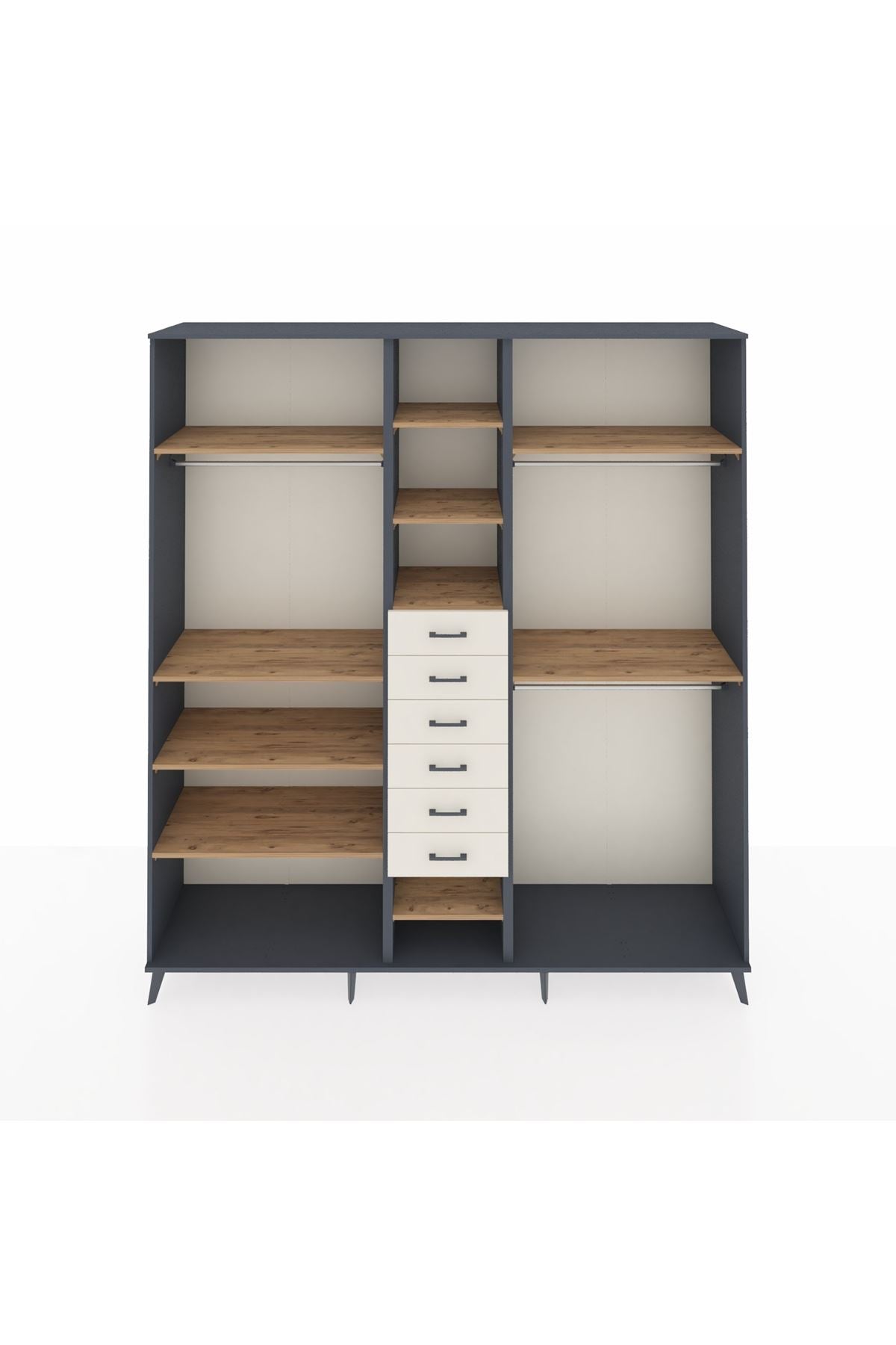 Hyperion Dolap 10 Raflı 6 Çekmeceli 3 Askılı 220x44x243 - S553M060V10B