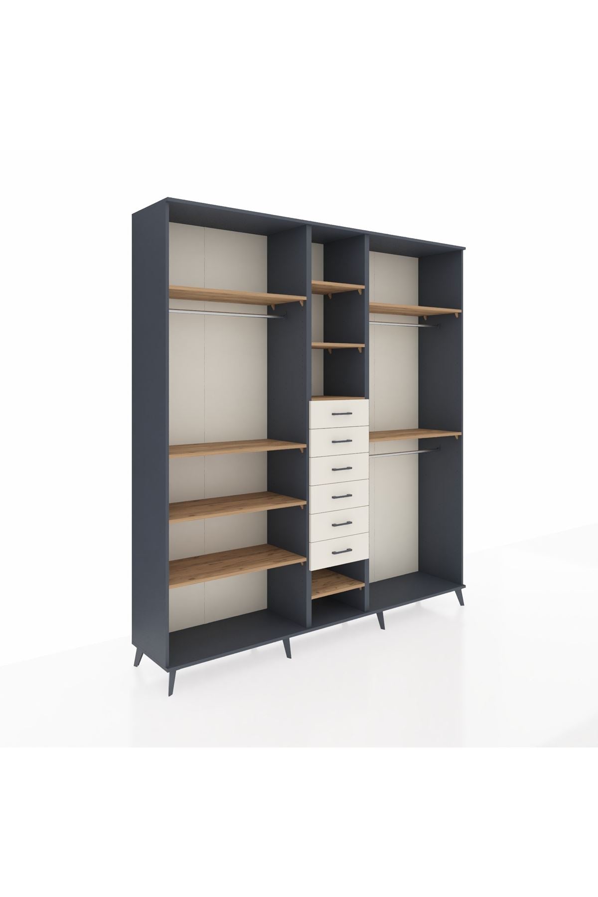 Hyperion Dolap 10 Raflı 6 Çekmeceli 3 Askılı 220x44x243 - S553M060V10B