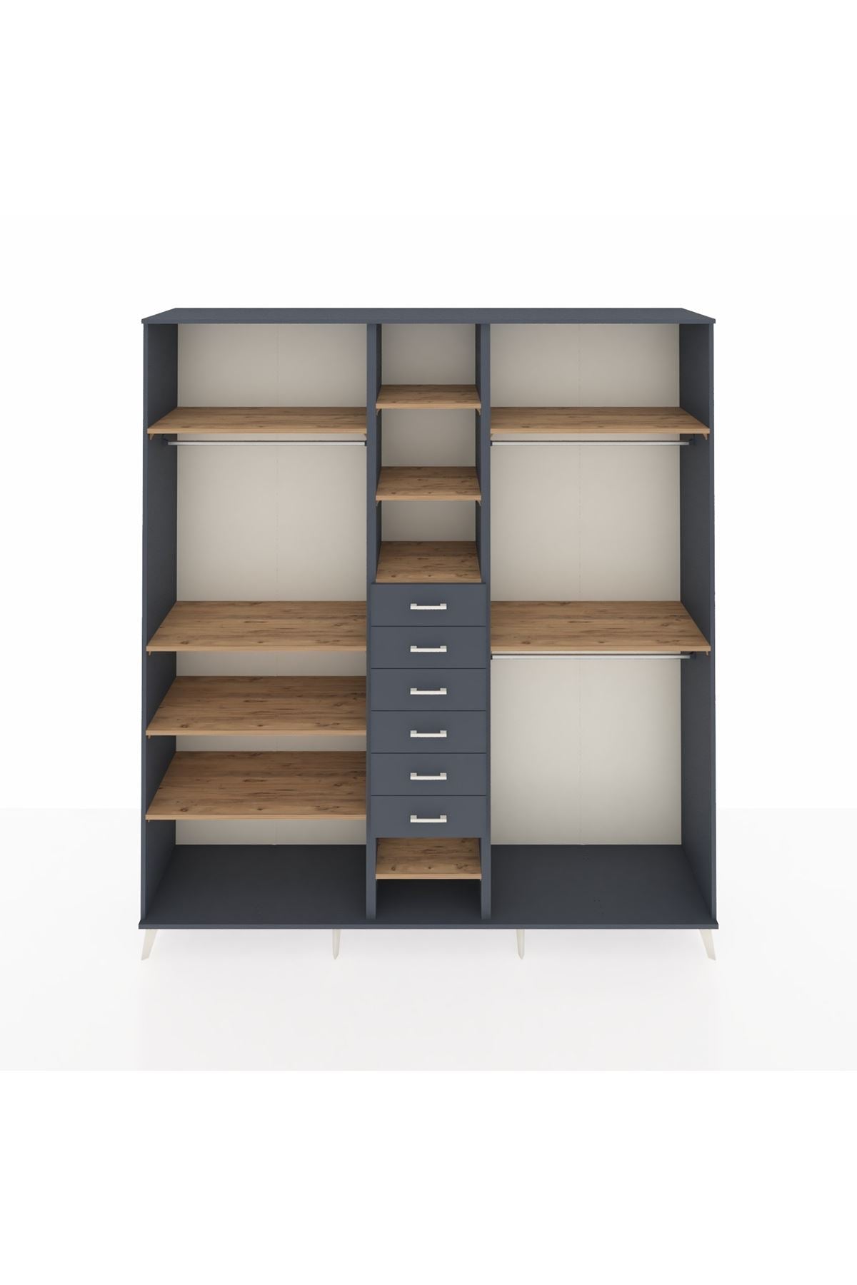 Hyperion Dolap 10 Raflı 6 Çekmeceli 3 Askılı 220x44x243 - S553M060V11B