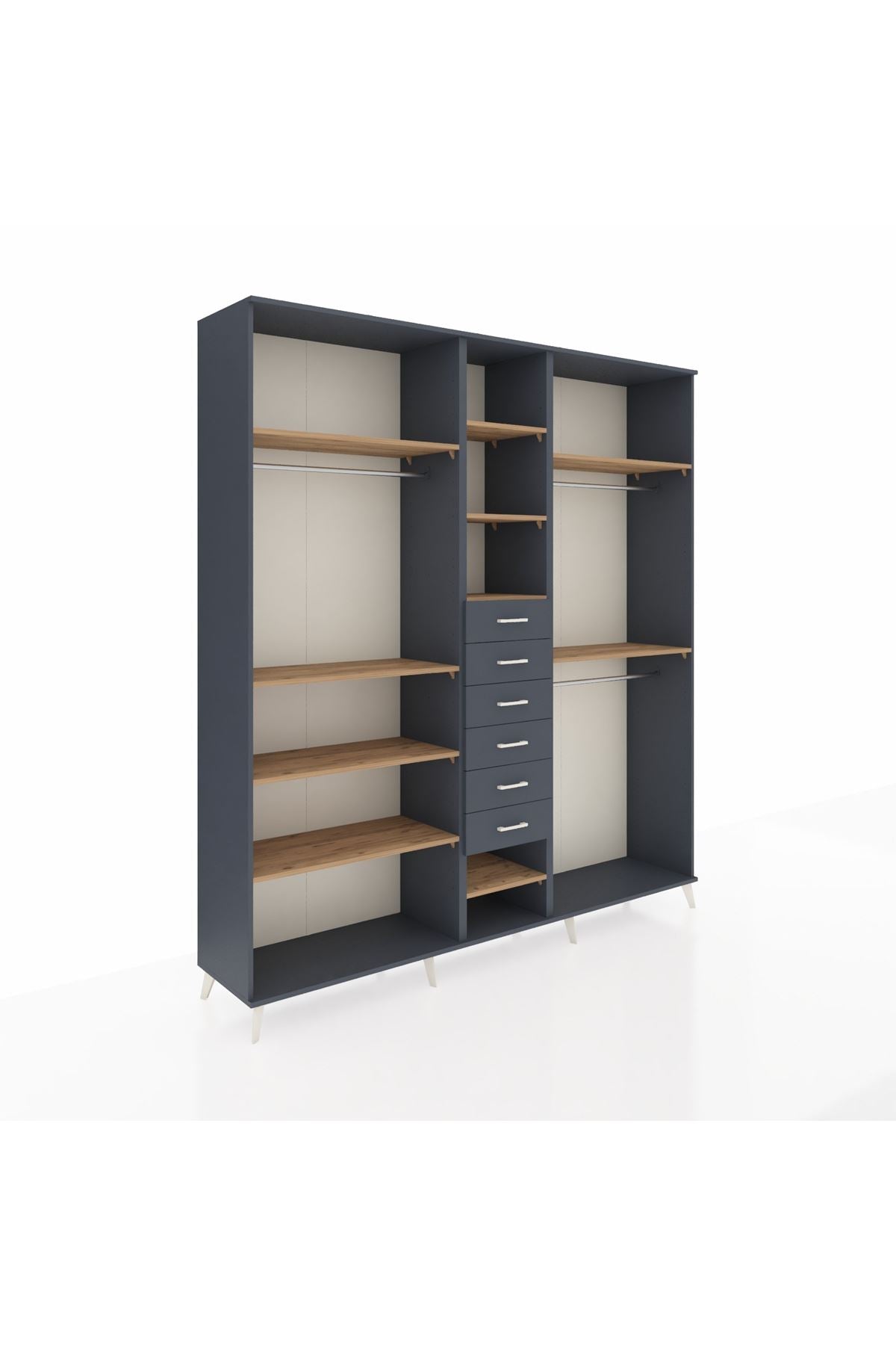 Hyperion Dolap 10 Raflı 6 Çekmeceli 3 Askılı 220x44x243 - S553M060V11B