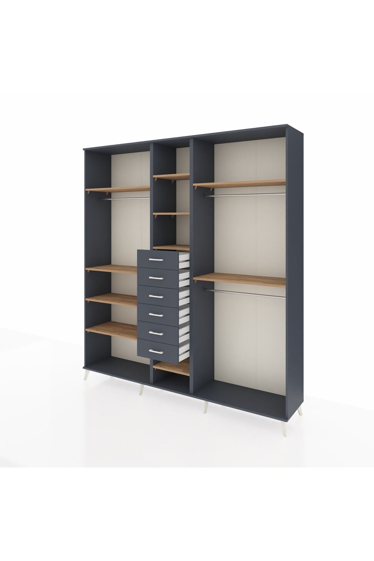 Hyperion Dolap 10 Raflı 6 Çekmeceli 3 Askılı 220x44x243 - S553M060V11B