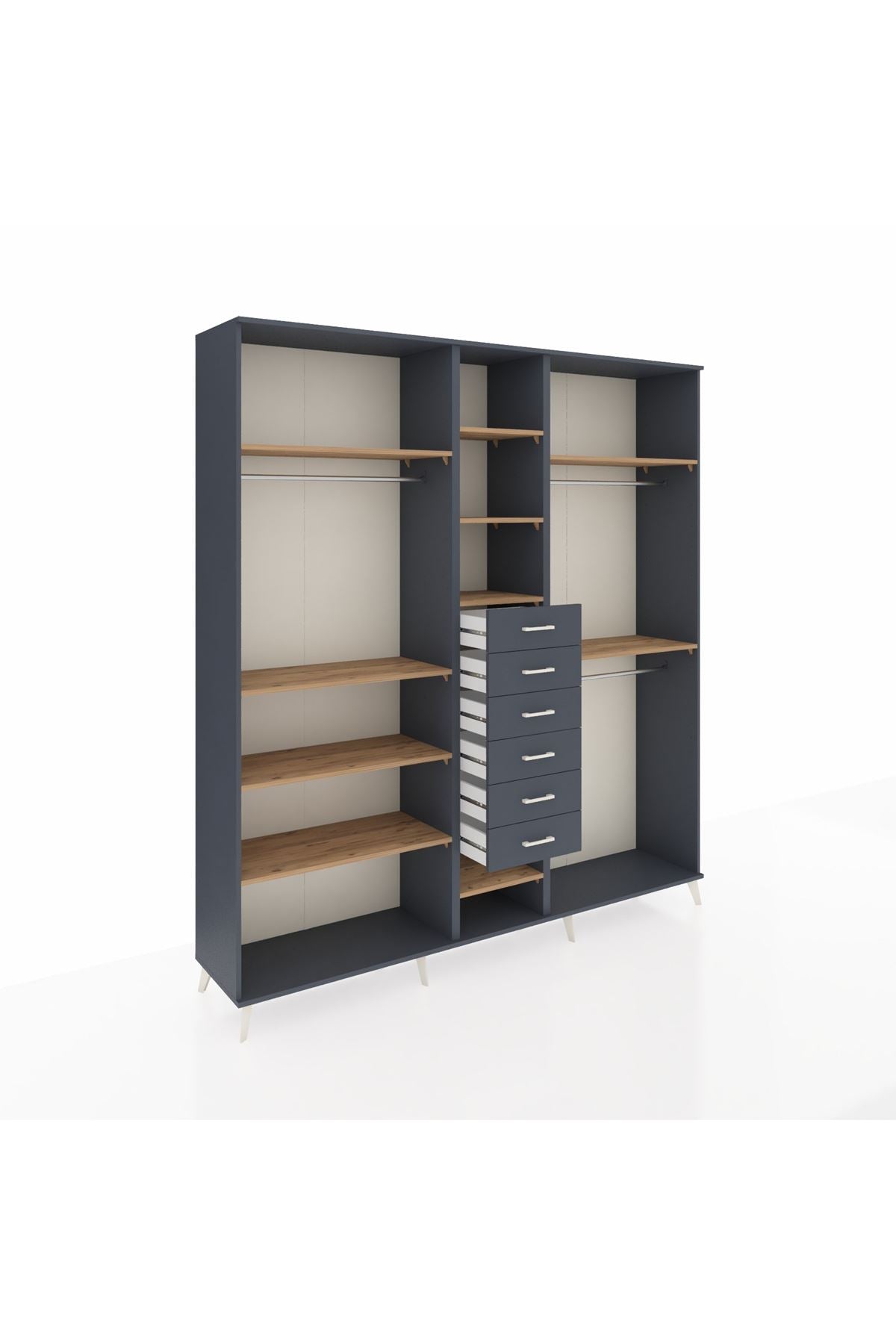 Hyperion Dolap 10 Raflı 6 Çekmeceli 3 Askılı 220x44x243 - S553M060V11B