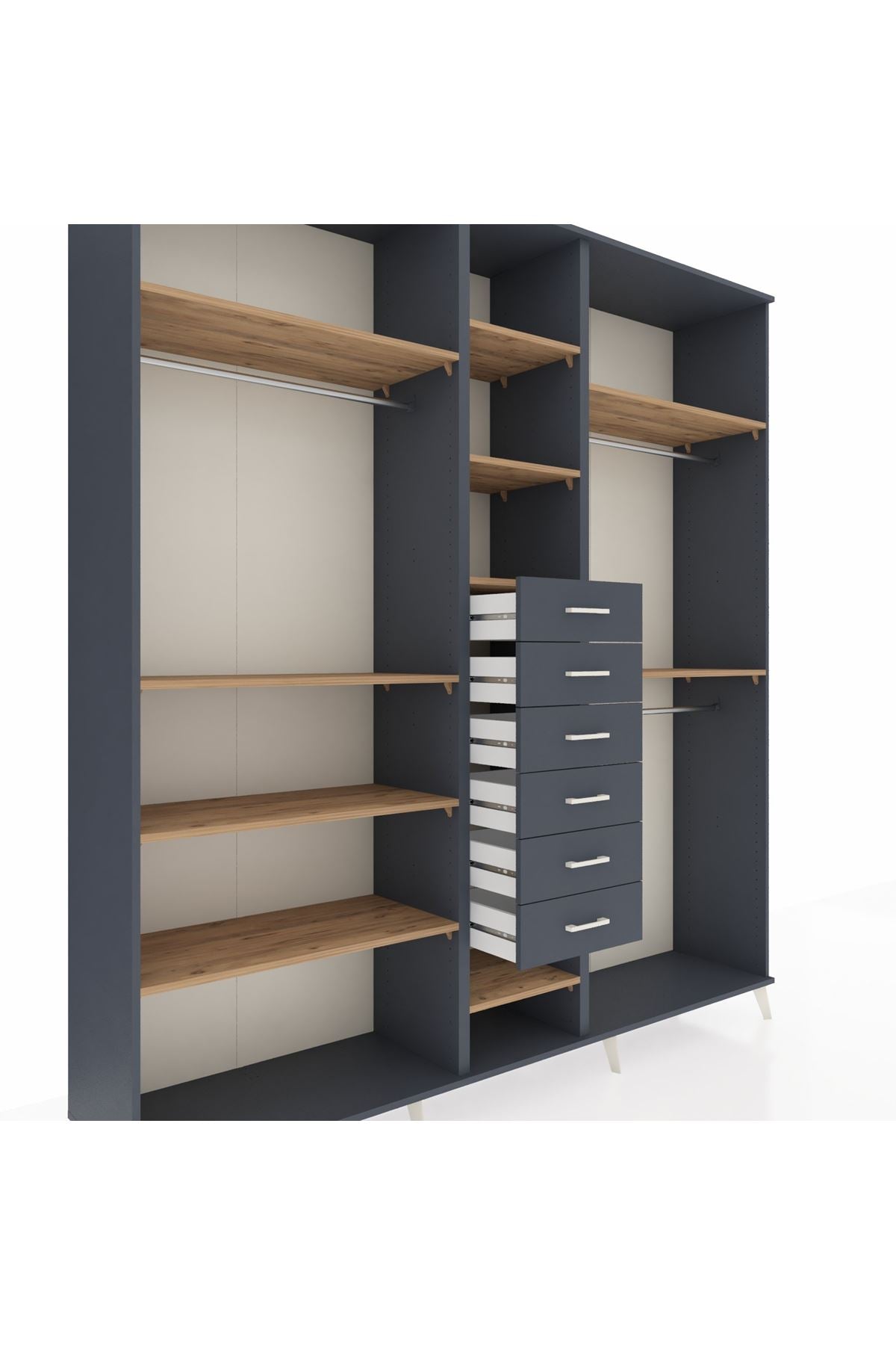 Hyperion Dolap 10 Raflı 6 Çekmeceli 3 Askılı 220x44x243 - S553M060V11B