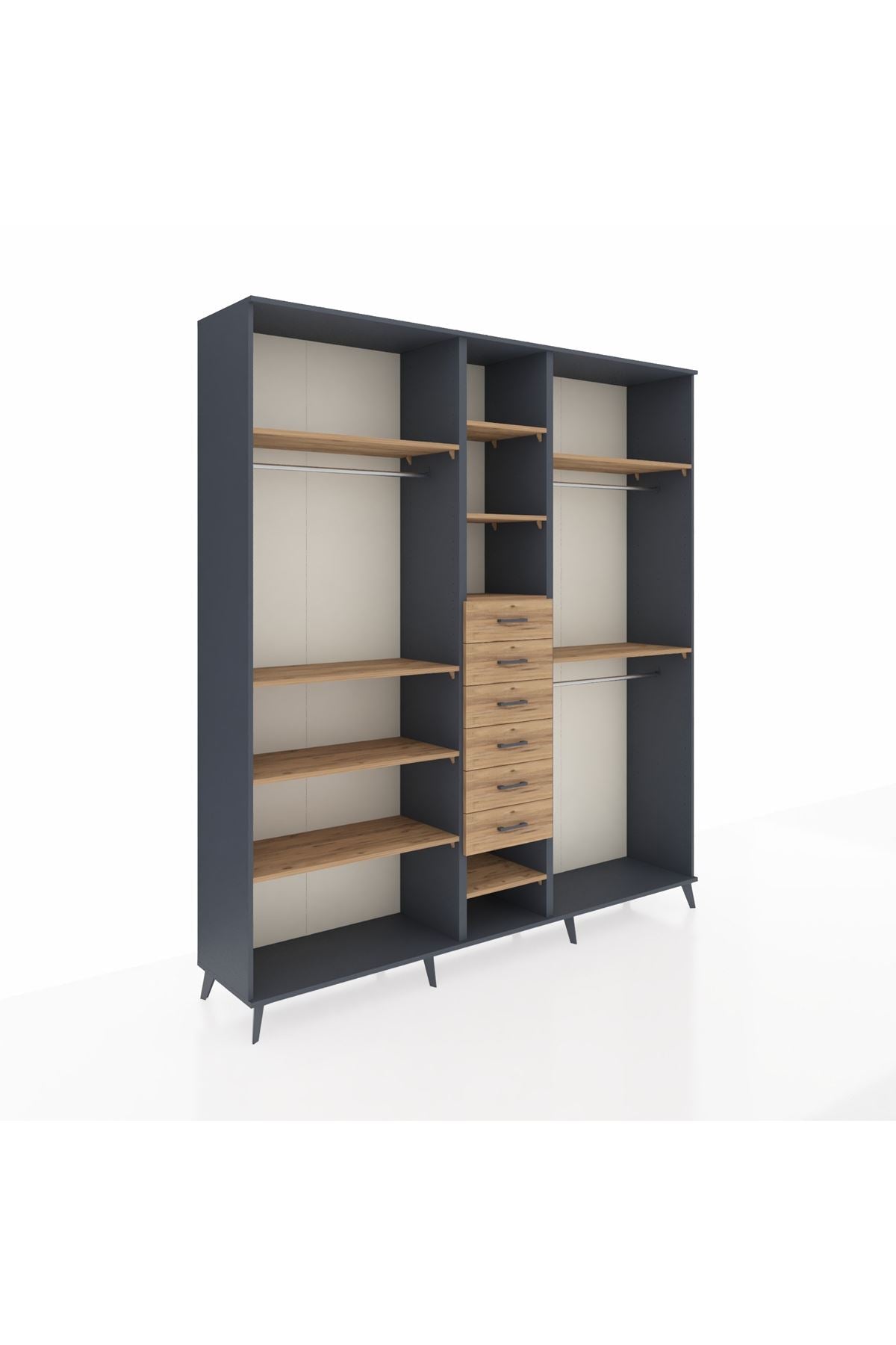 Hyperion Dolap 10 Raflı 6 Çekmeceli 3 Askılı 220x44x243 - S553M060V12B