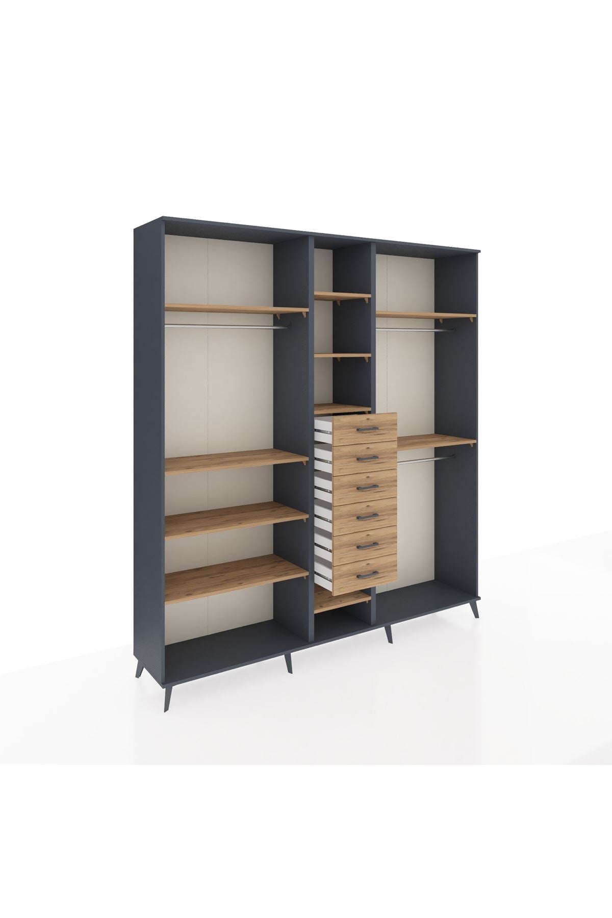 Hyperion Dolap 10 Raflı 6 Çekmeceli 3 Askılı 220x44x243 - S553M060V12B