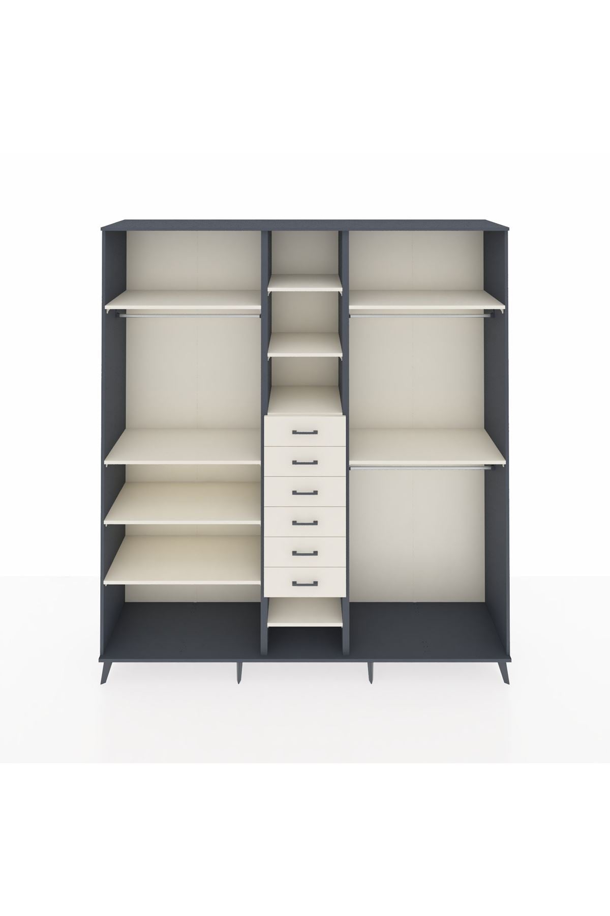 Hyperion Dolap 10 Raflı 6 Çekmeceli 3 Askılı 220x44x243 - S553M060V13B