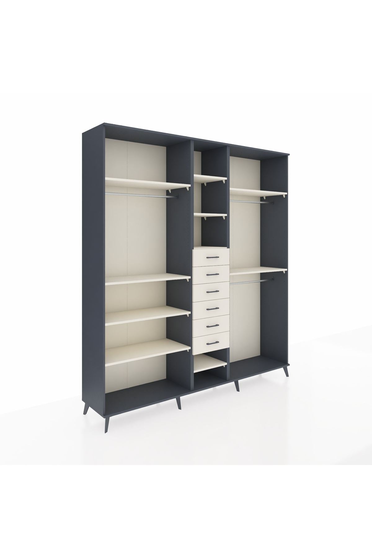 Hyperion Dolap 10 Raflı 6 Çekmeceli 3 Askılı 220x44x243 - S553M060V13B