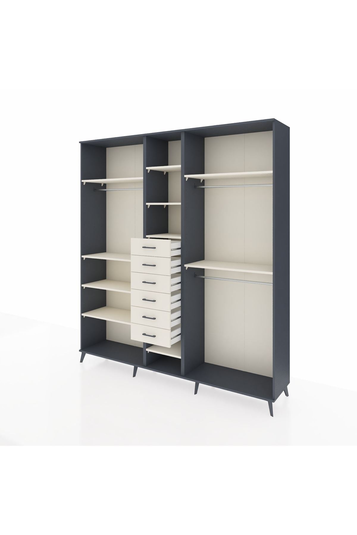 Hyperion Dolap 10 Raflı 6 Çekmeceli 3 Askılı 220x44x243 - S553M060V13B