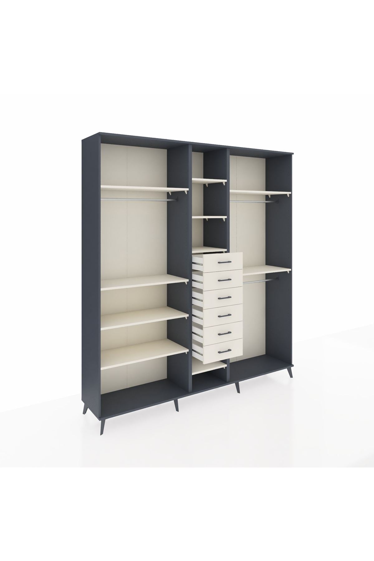 Hyperion Dolap 10 Raflı 6 Çekmeceli 3 Askılı 220x44x243 - S553M060V13B