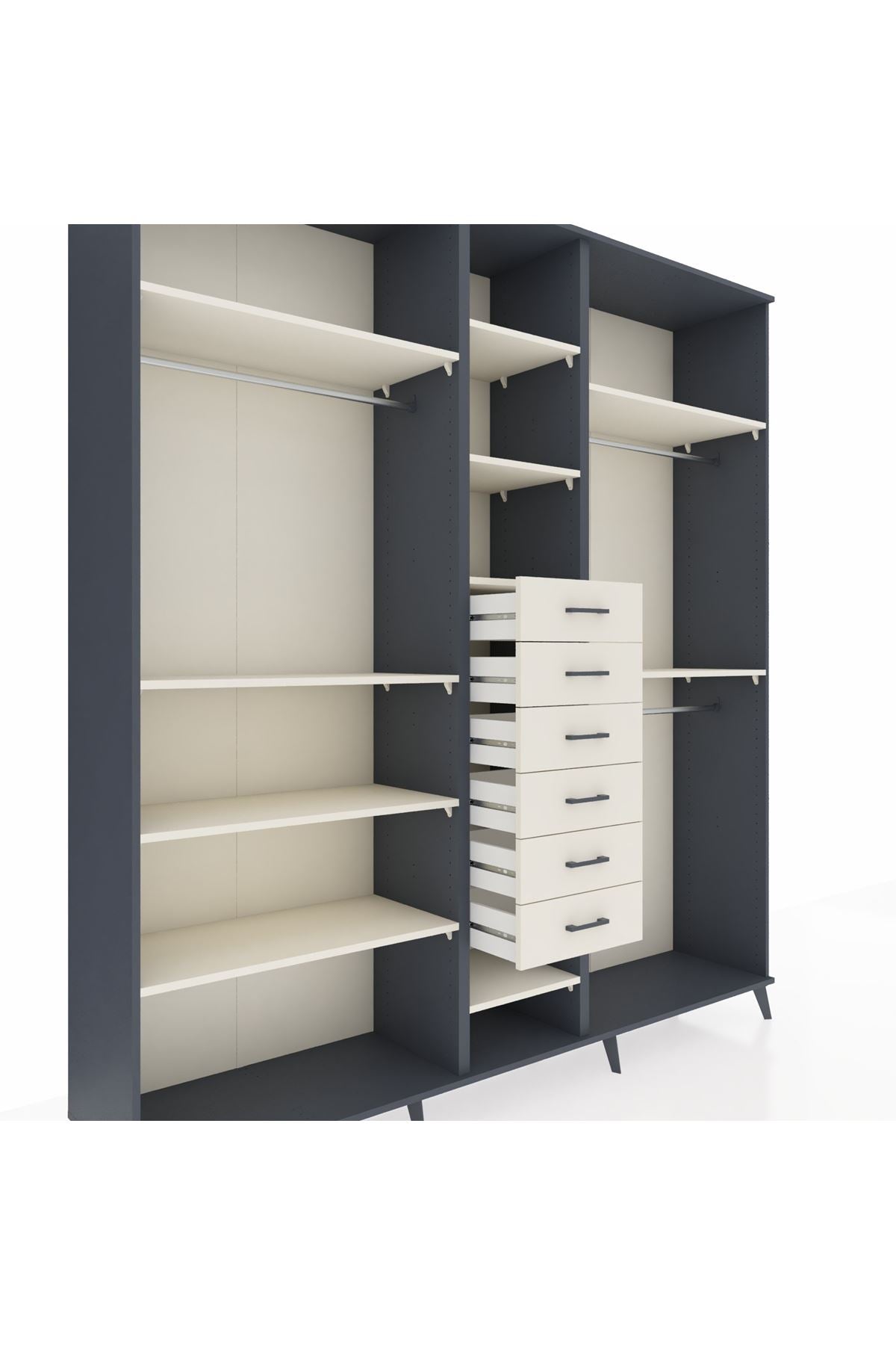 Hyperion Dolap 10 Raflı 6 Çekmeceli 3 Askılı 220x44x243 - S553M060V13B