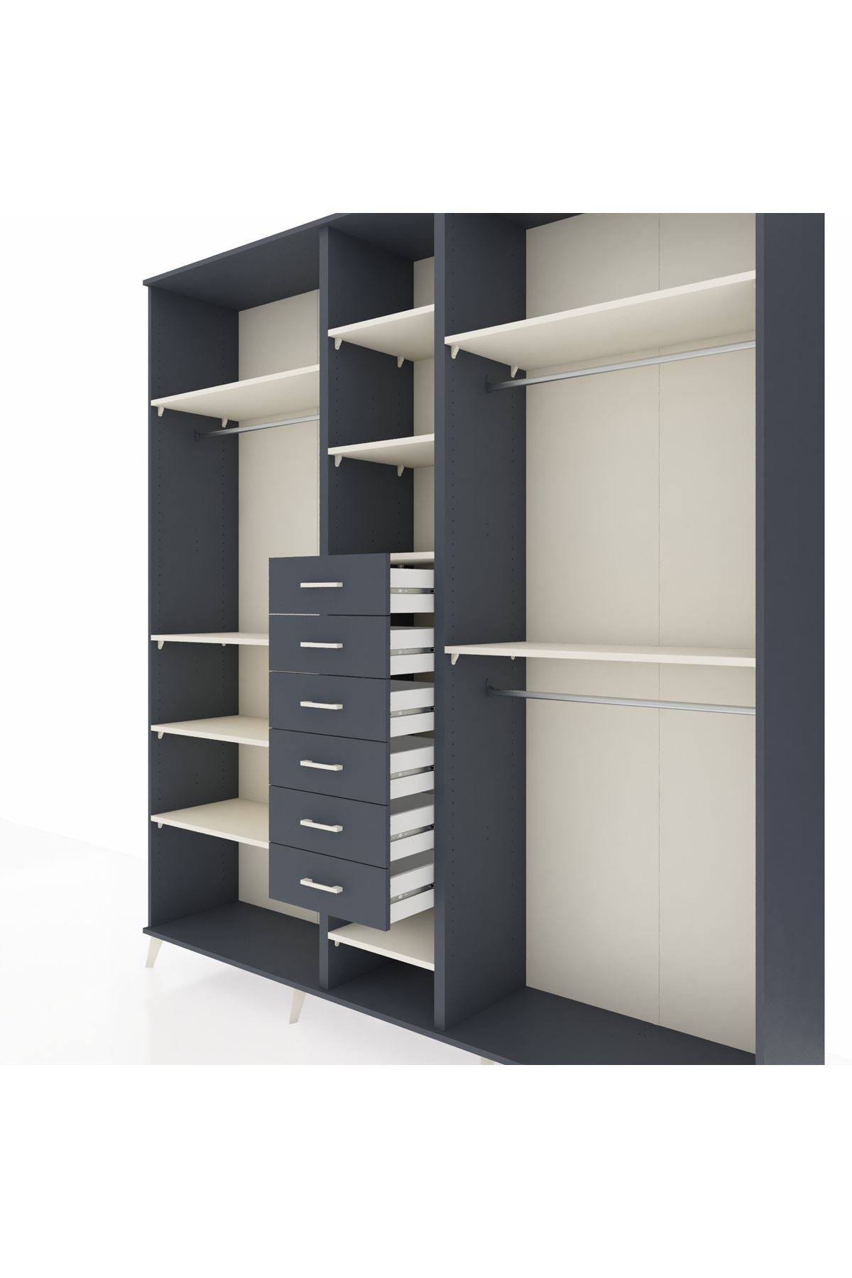 Hyperion Dolap 10 Raflı 6 Çekmeceli 3 Askılı 220x44x243 - S553M060V14B