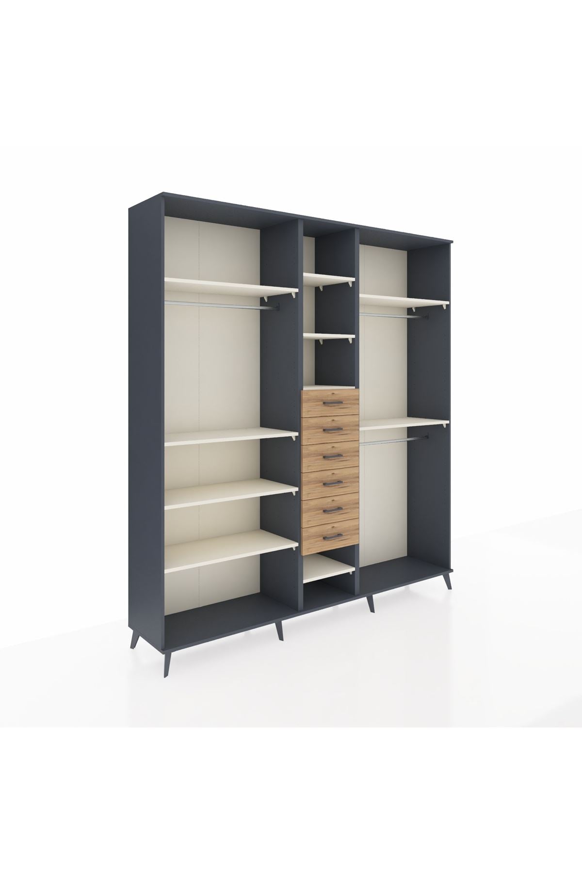 Hyperion Dolap 10 Raflı 6 Çekmeceli 3 Askılı 220x44x243 - S553M060V15B