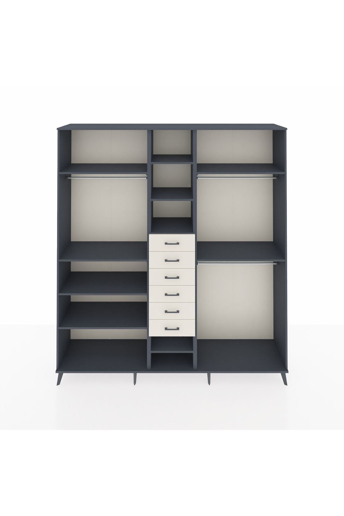 Hyperion Dolap 10 Raflı 6 Çekmeceli 3 Askılı 220x44x243 - S553M060V16B