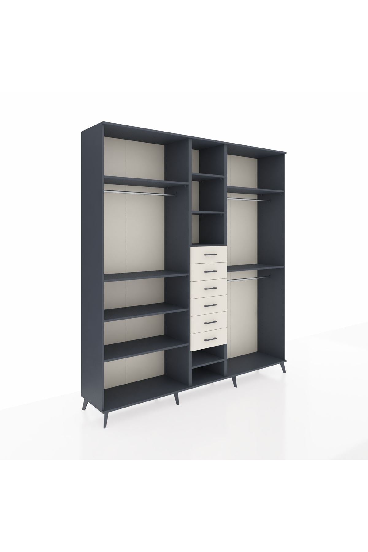 Hyperion Dolap 10 Raflı 6 Çekmeceli 3 Askılı 220x44x243 - S553M060V16B