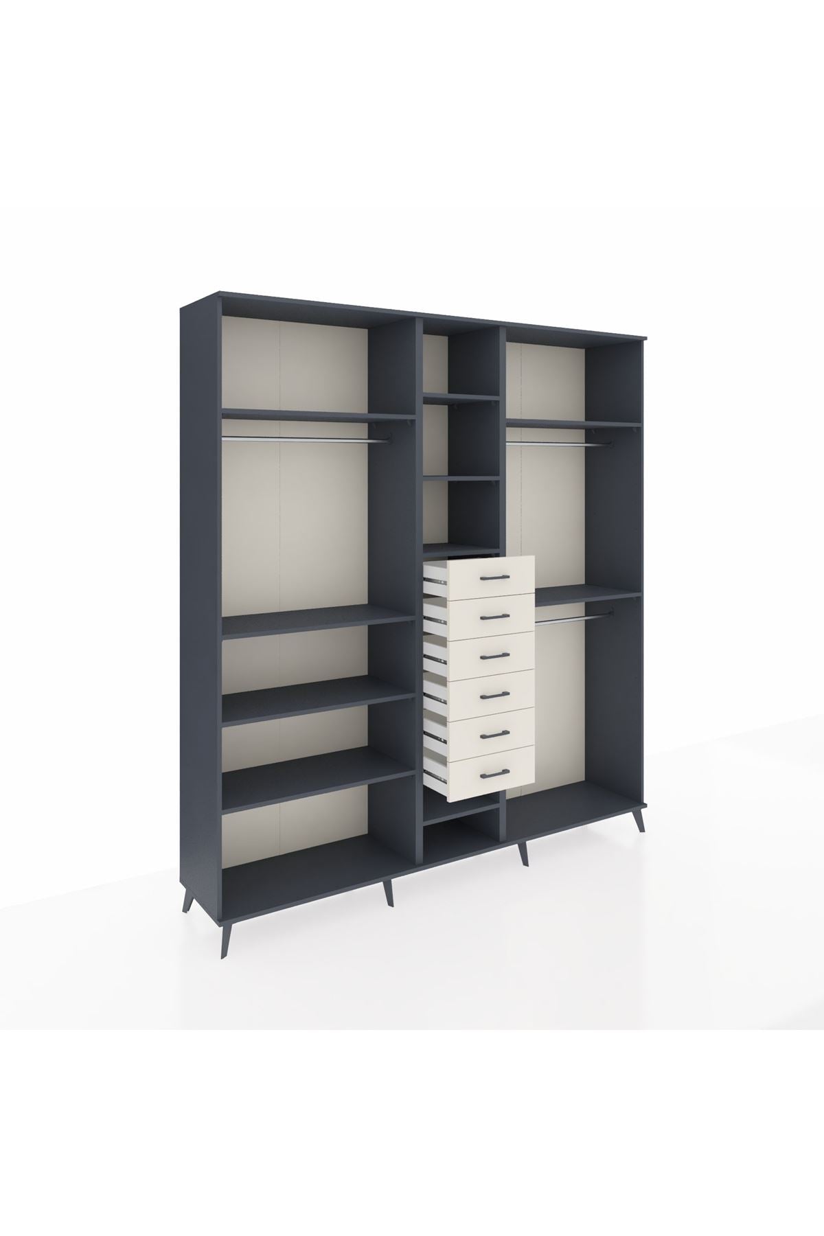 Hyperion Dolap 10 Raflı 6 Çekmeceli 3 Askılı 220x44x243 - S553M060V16B