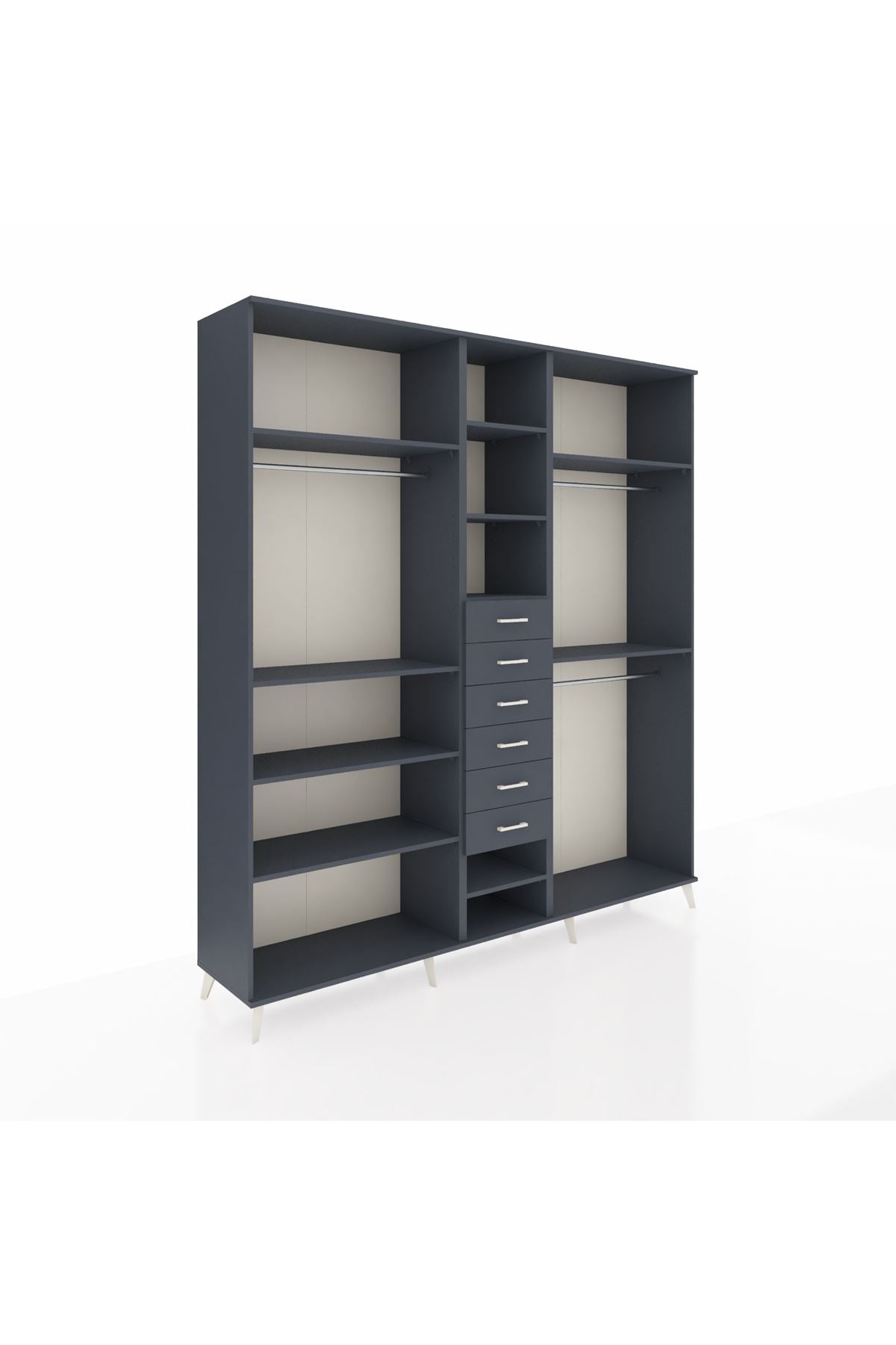 Hyperion Dolap 10 Raflı 6 Çekmeceli 3 Askılı 220x44x243 - S553M060V17B