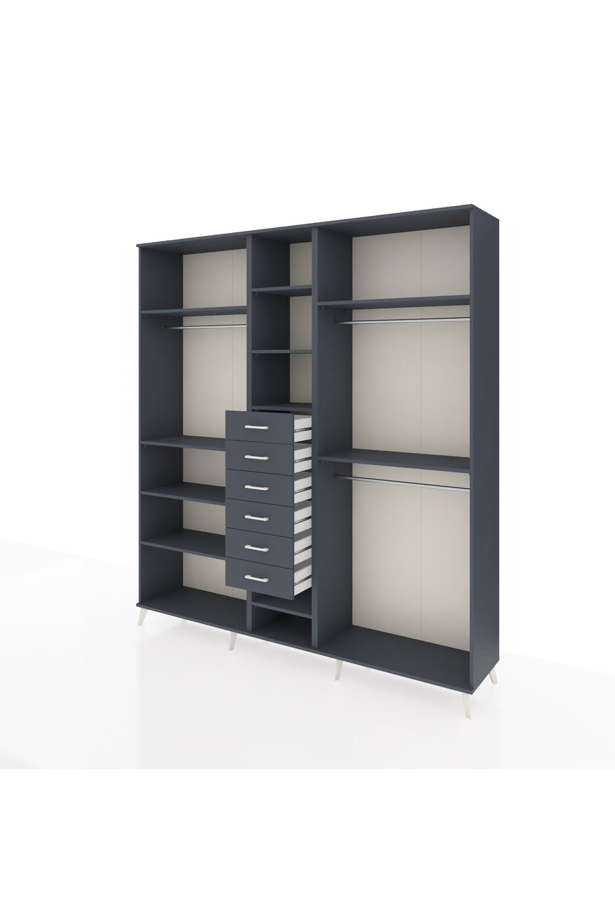 Hyperion Dolap 10 Raflı 6 Çekmeceli 3 Askılı 220x44x243 - S553M060V17B