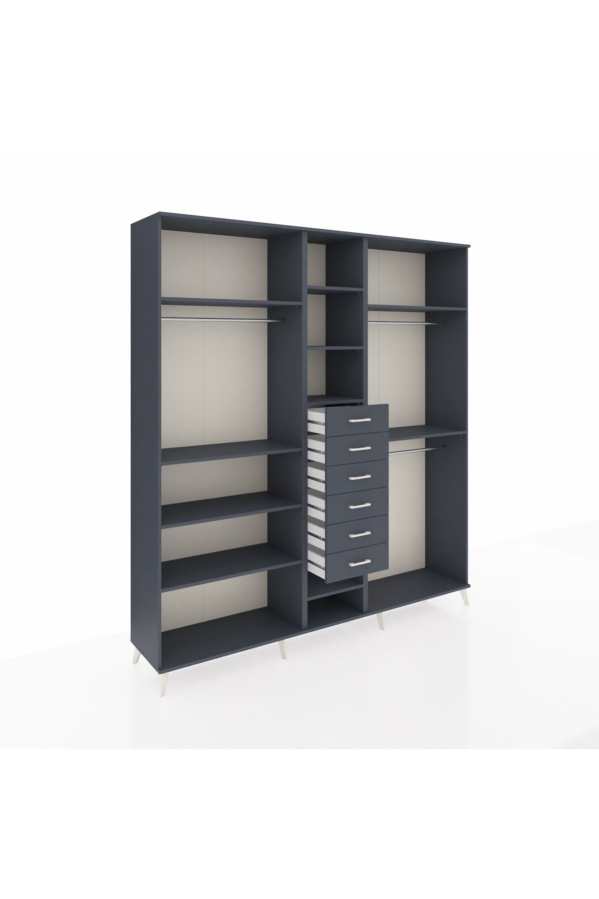 Hyperion Dolap 10 Raflı 6 Çekmeceli 3 Askılı 220x44x243 - S553M060V17B