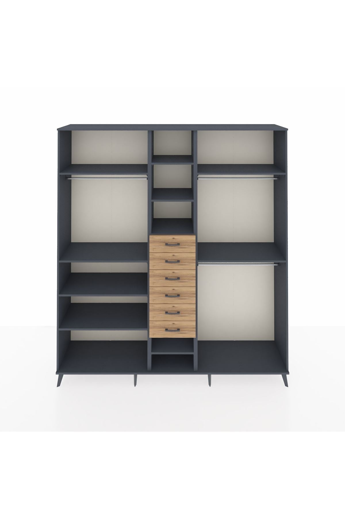 Hyperion Dolap 10 Raflı 6 Çekmeceli 3 Askılı 220x44x243 - S553M060V18B