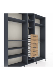 Hyperion Dolap 10 Raflı 6 Çekmeceli 3 Askılı 220x44x243 - S553M060V18B