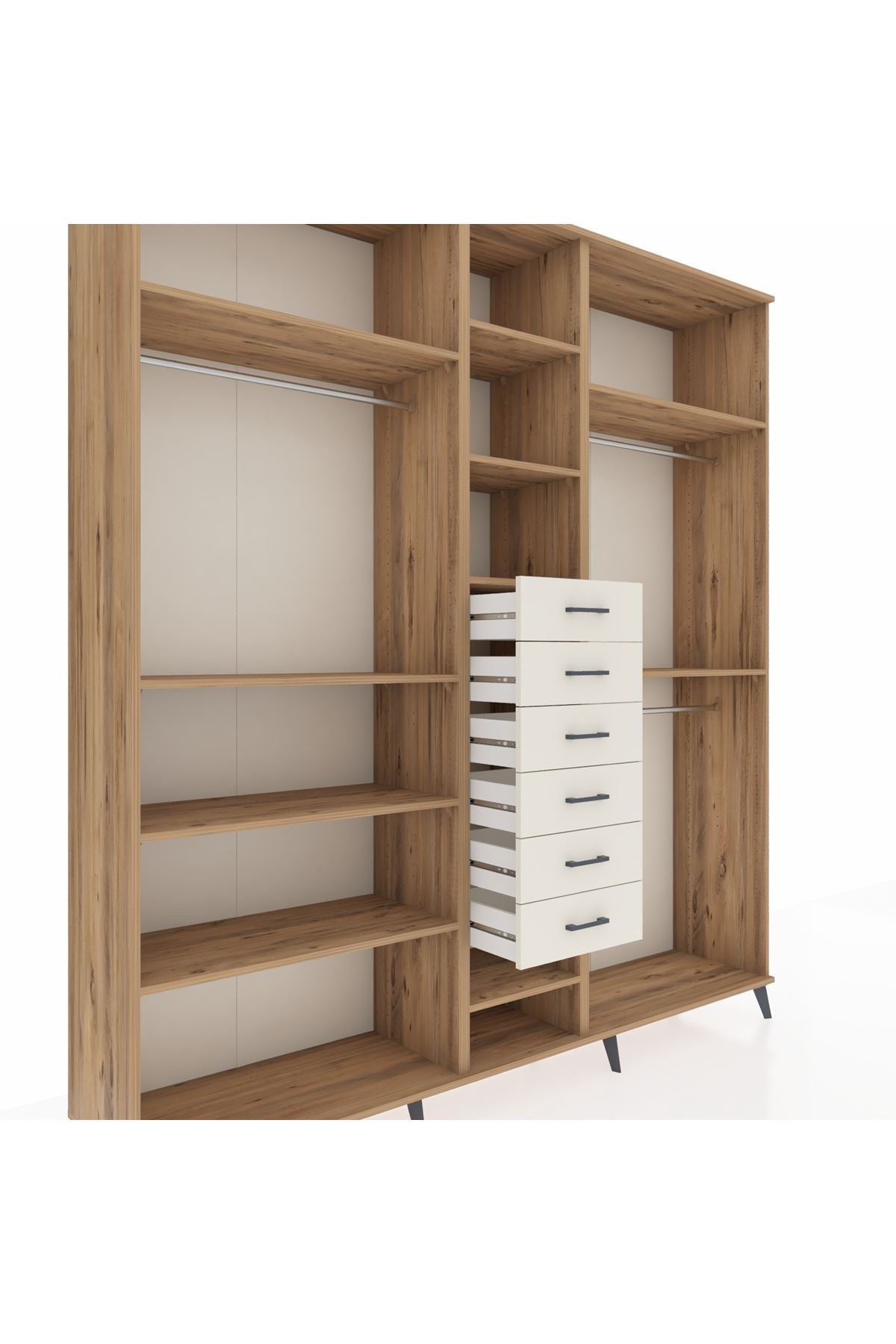 Hyperion Dolap 10 Raflı 6 Çekmeceli 3 Askılı 220x44x243 - S553M060V19B