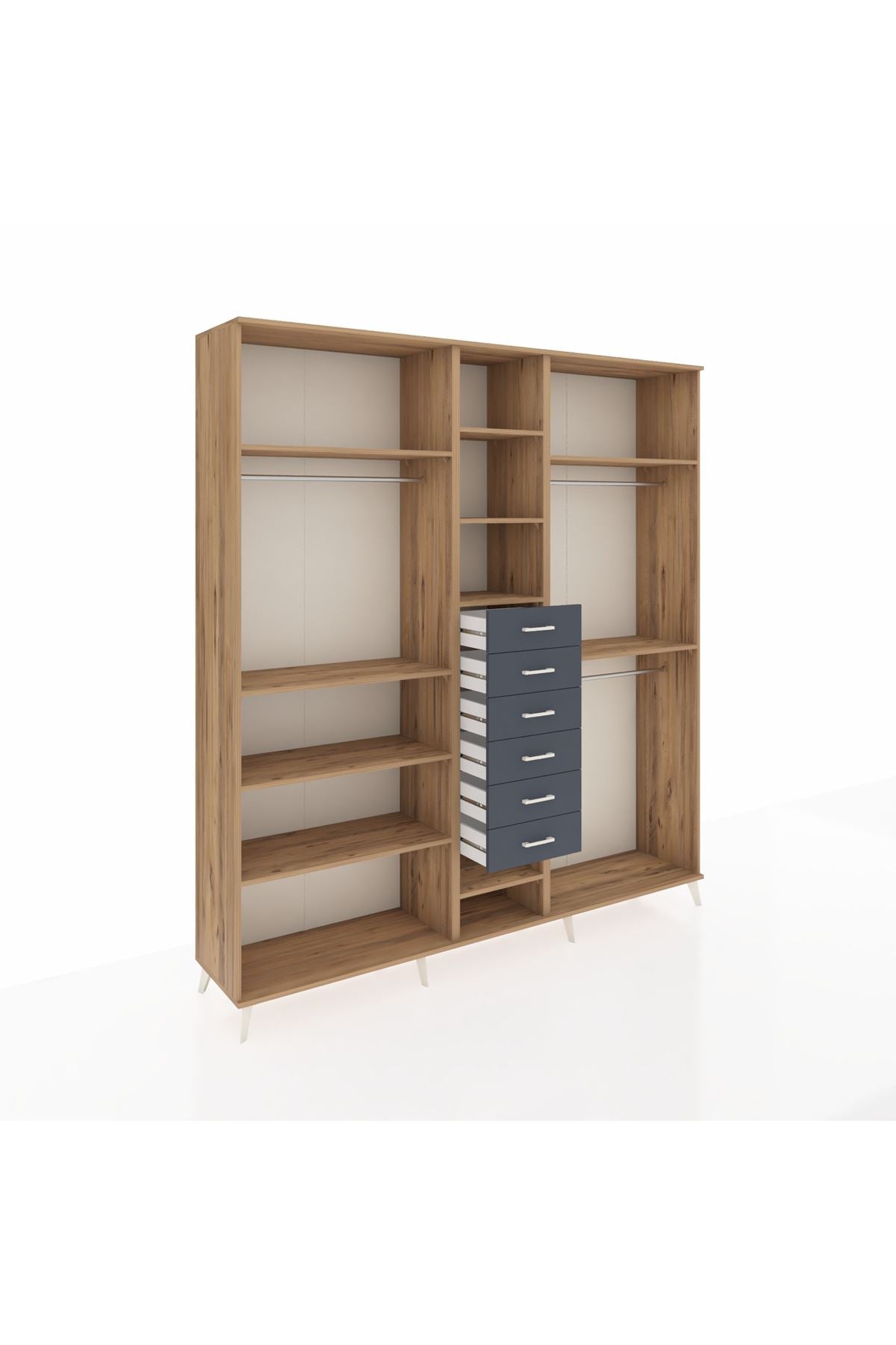 Hyperion Dolap 10 Raflı 6 Çekmeceli 3 Askılı 220x44x243 - S553M060V20B