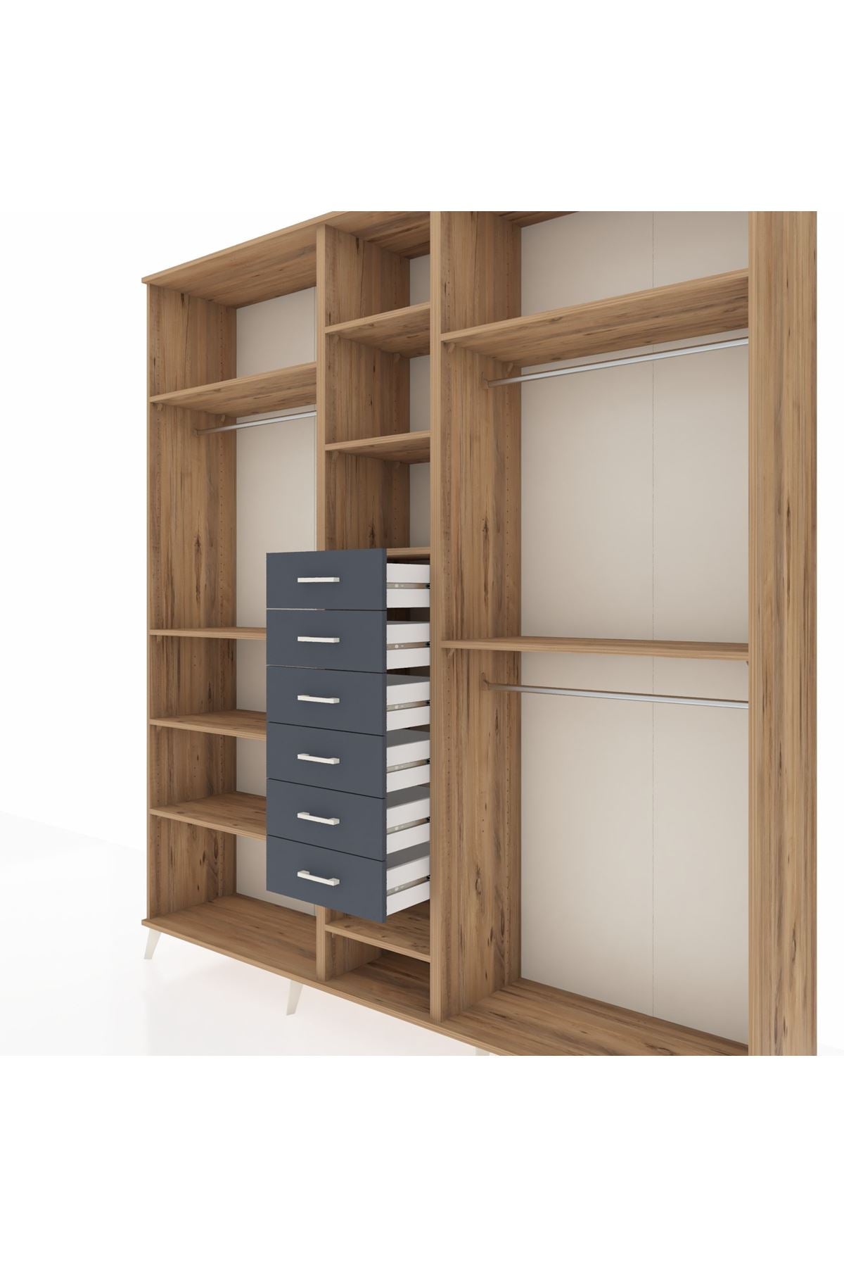 Hyperion Dolap 10 Raflı 6 Çekmeceli 3 Askılı 220x44x243 - S553M060V20B