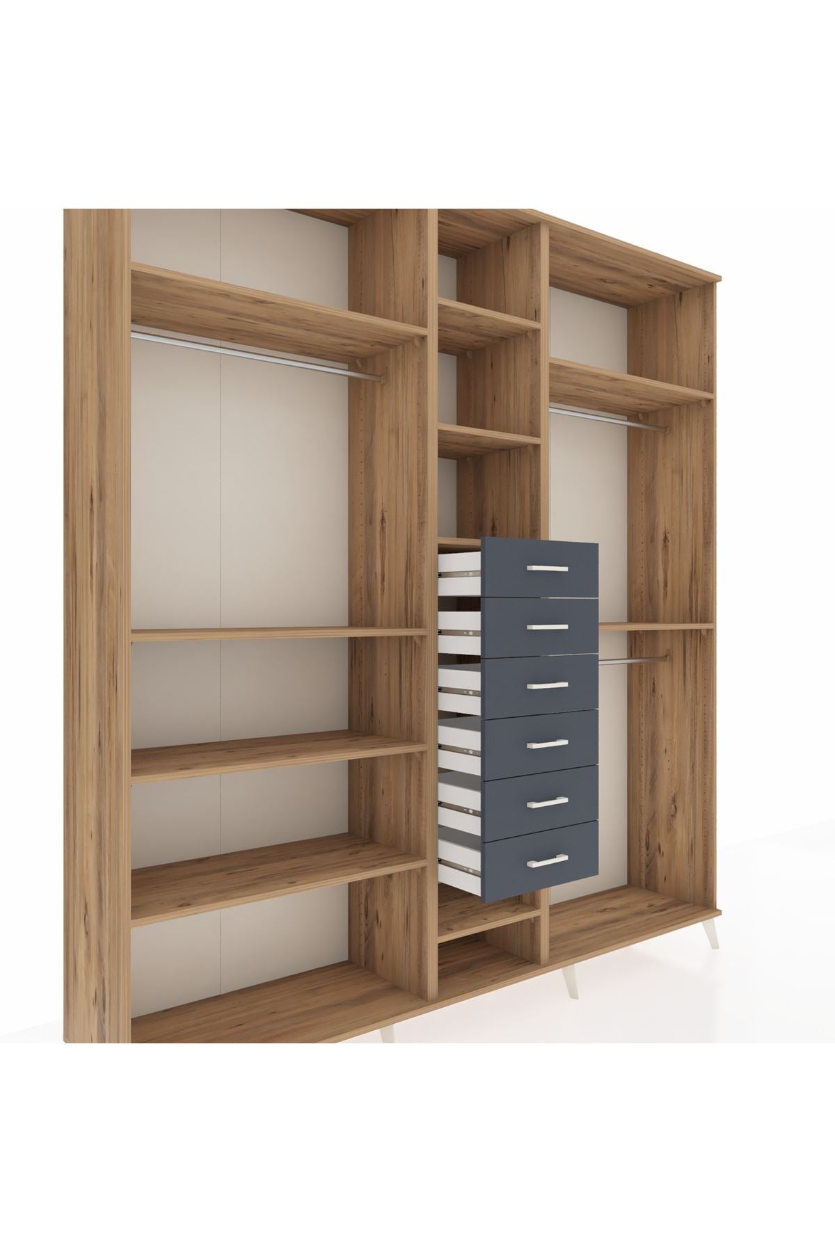 Hyperion Dolap 10 Raflı 6 Çekmeceli 3 Askılı 220x44x243 - S553M060V20B