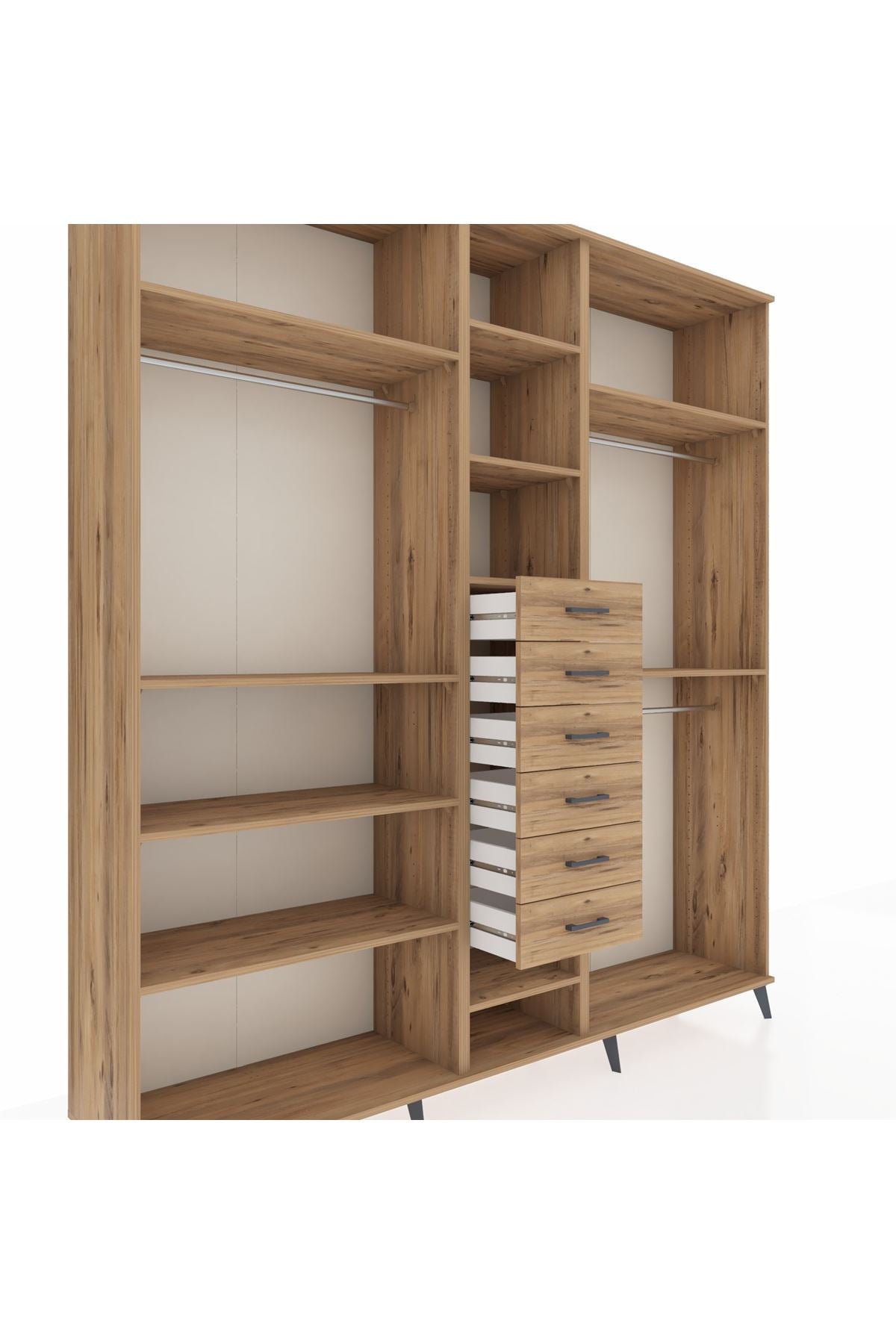 Hyperion Dolap 10 Raflı 6 Çekmeceli 3 Askılı 220x44x243 - S553M060V21B