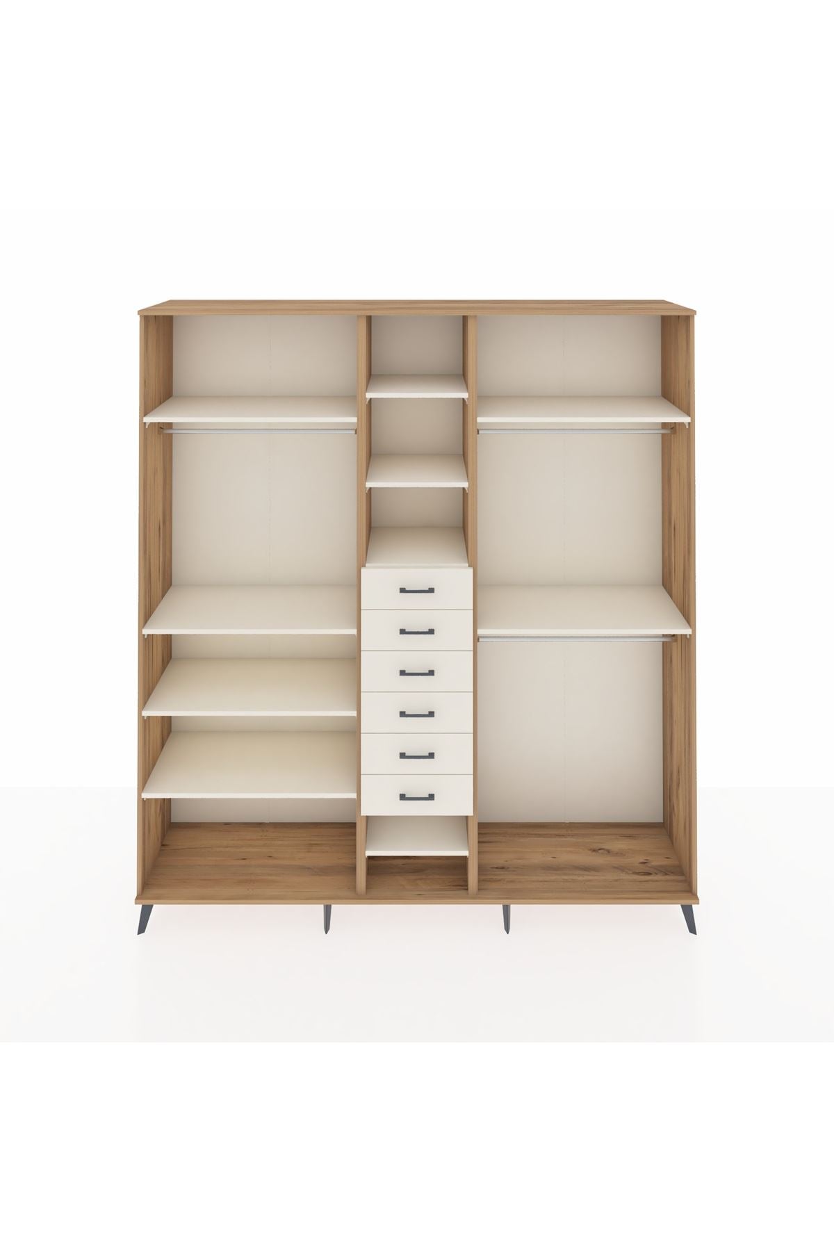 Hyperion Dolap 10 Raflı 6 Çekmeceli 3 Askılı 220x44x243 - S553M060V22B