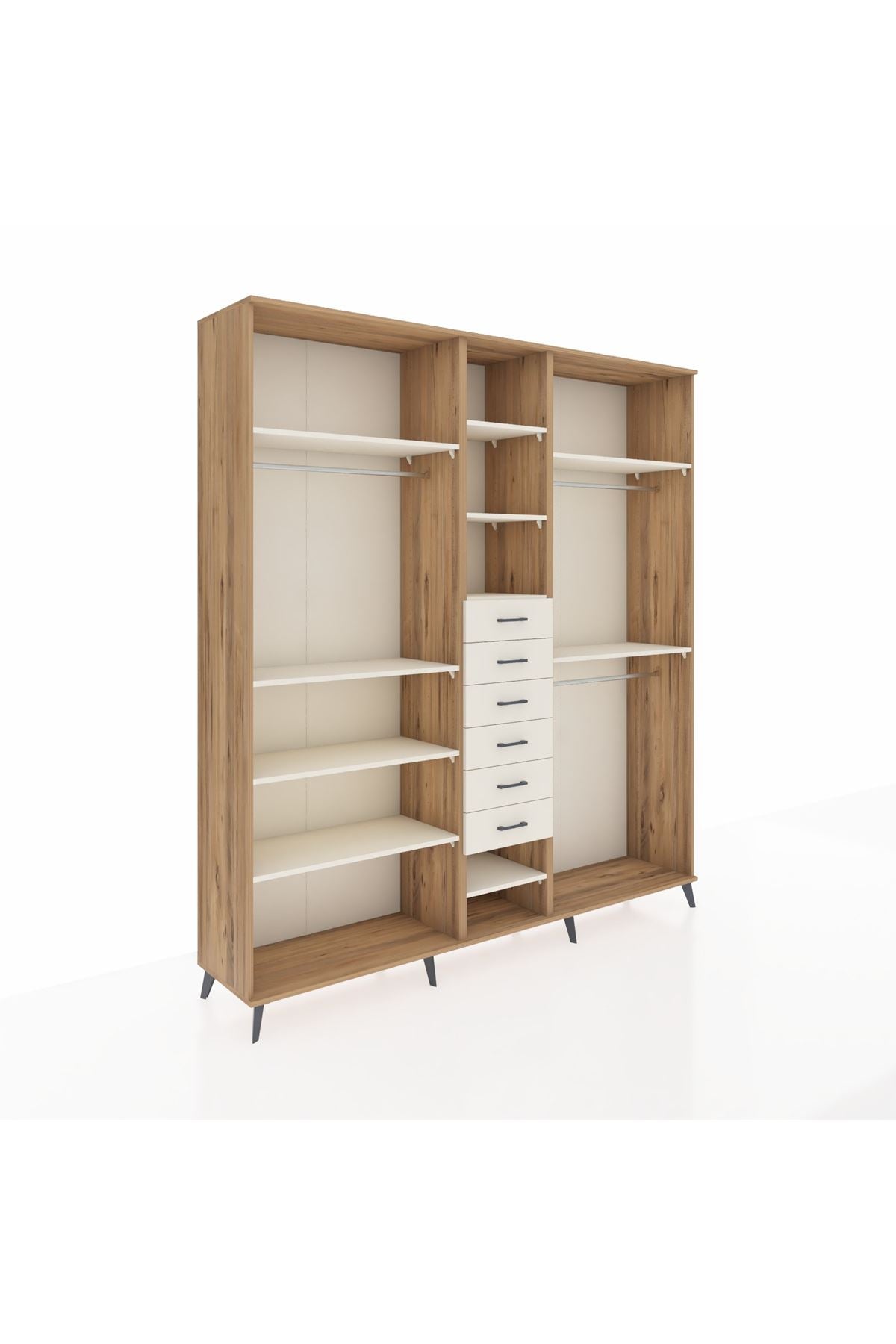 Hyperion Dolap 10 Raflı 6 Çekmeceli 3 Askılı 220x44x243 - S553M060V22B