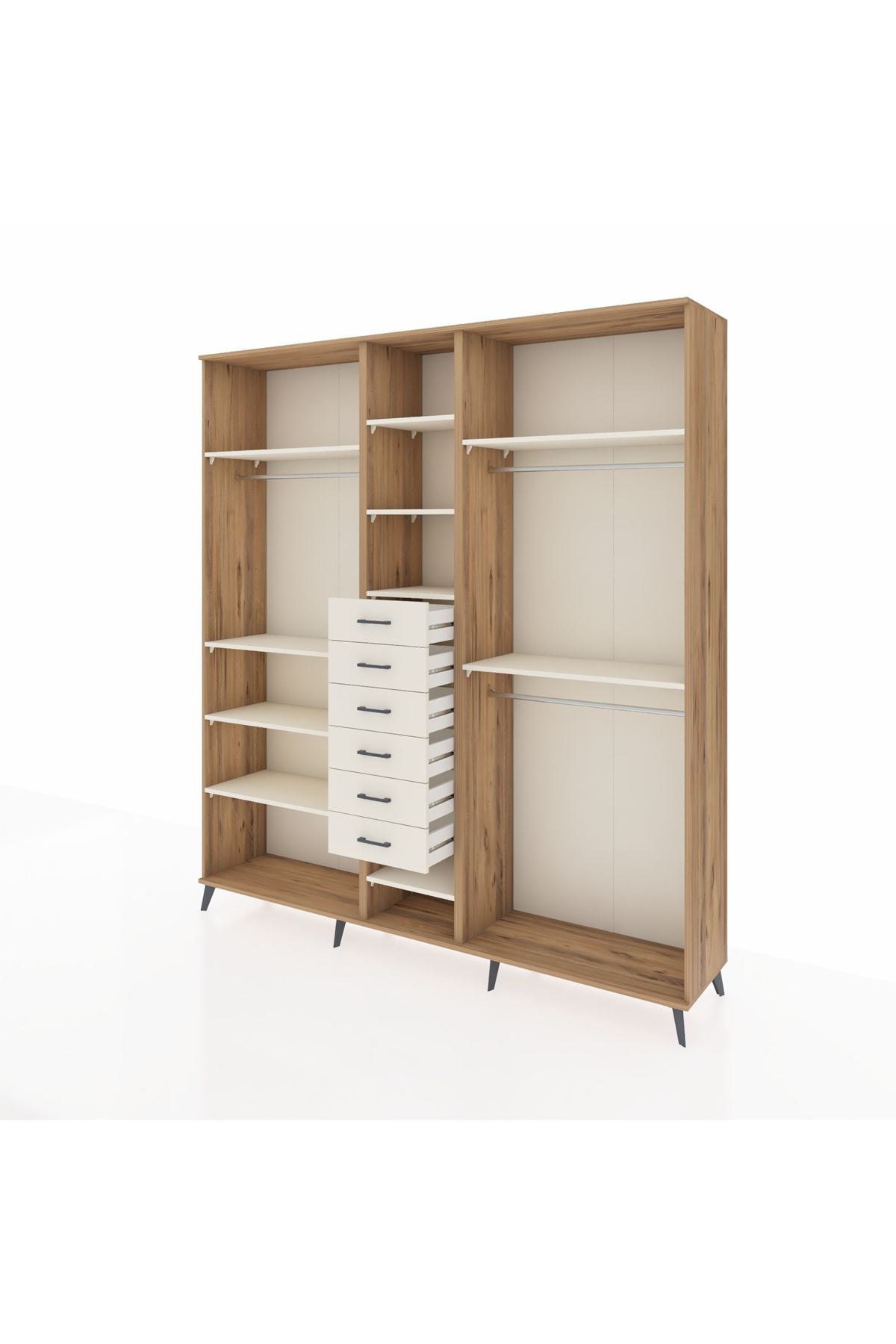 Hyperion Dolap 10 Raflı 6 Çekmeceli 3 Askılı 220x44x243 - S553M060V22B