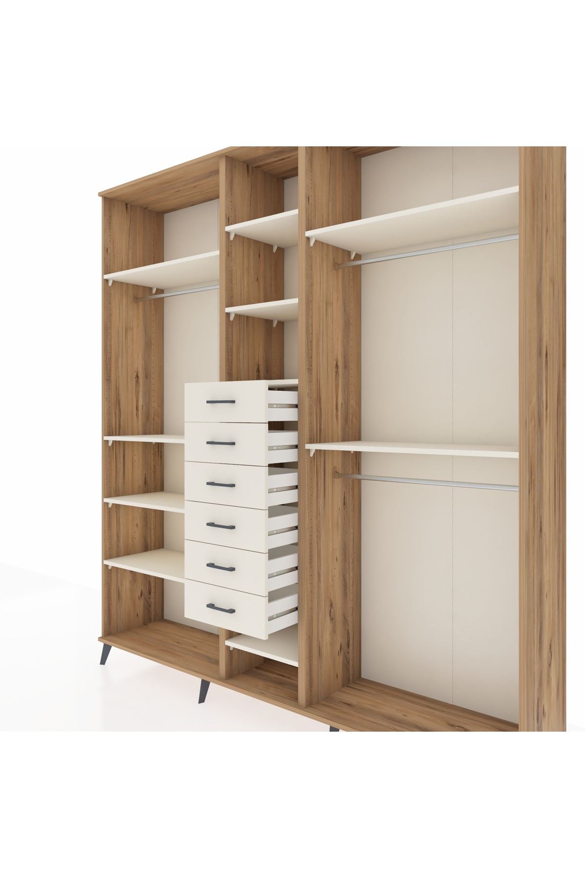 Hyperion Dolap 10 Raflı 6 Çekmeceli 3 Askılı 220x44x243 - S553M060V22B