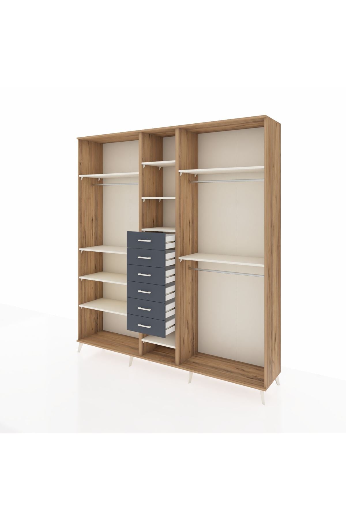 Hyperion Dolap 10 Raflı 6 Çekmeceli 3 Askılı 220x44x243 - S553M060V23B