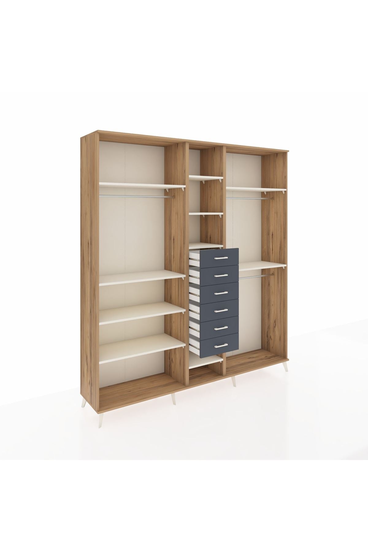 Hyperion Dolap 10 Raflı 6 Çekmeceli 3 Askılı 220x44x243 - S553M060V23B