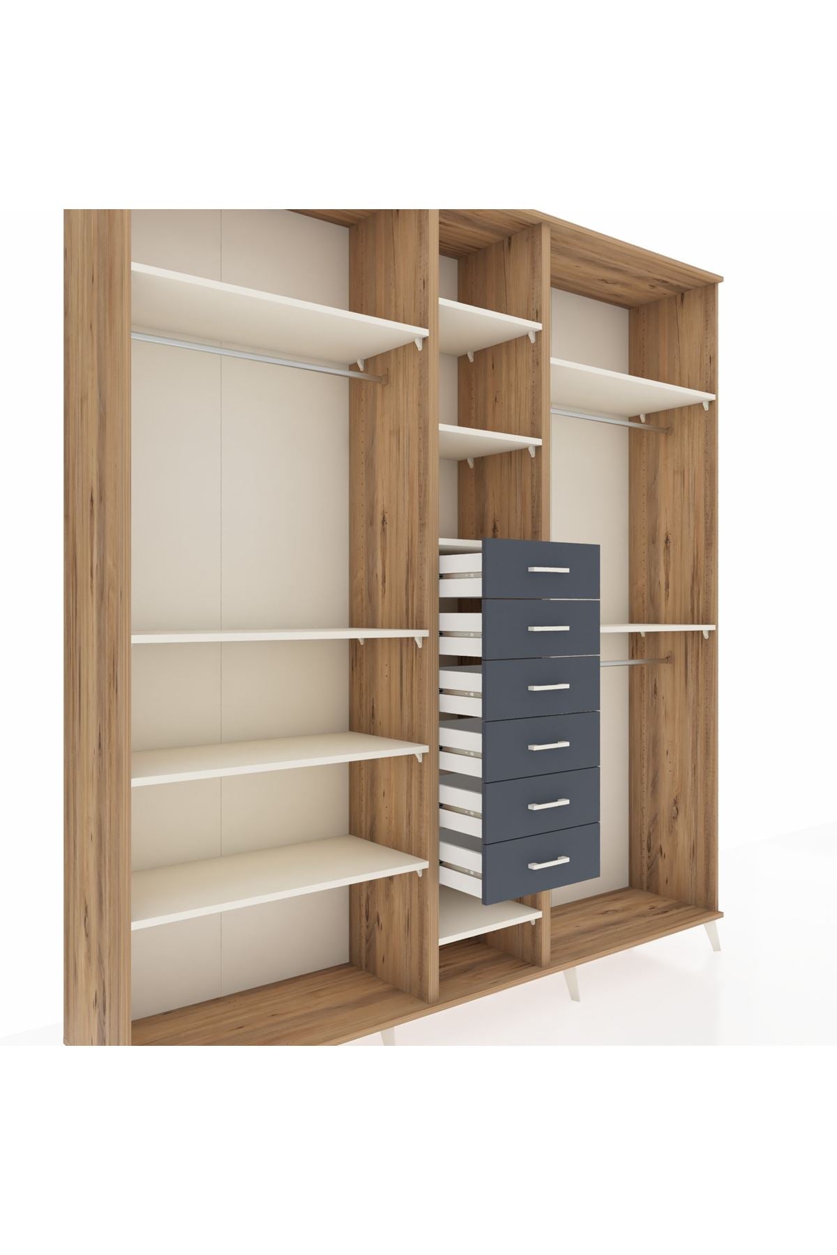 Hyperion Dolap 10 Raflı 6 Çekmeceli 3 Askılı 220x44x243 - S553M060V23B