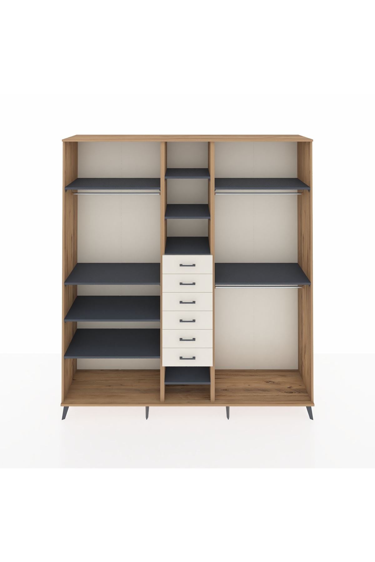 Hyperion Dolap 10 Raflı 6 Çekmeceli 3 Askılı 220x44x243 - S553M060V25B