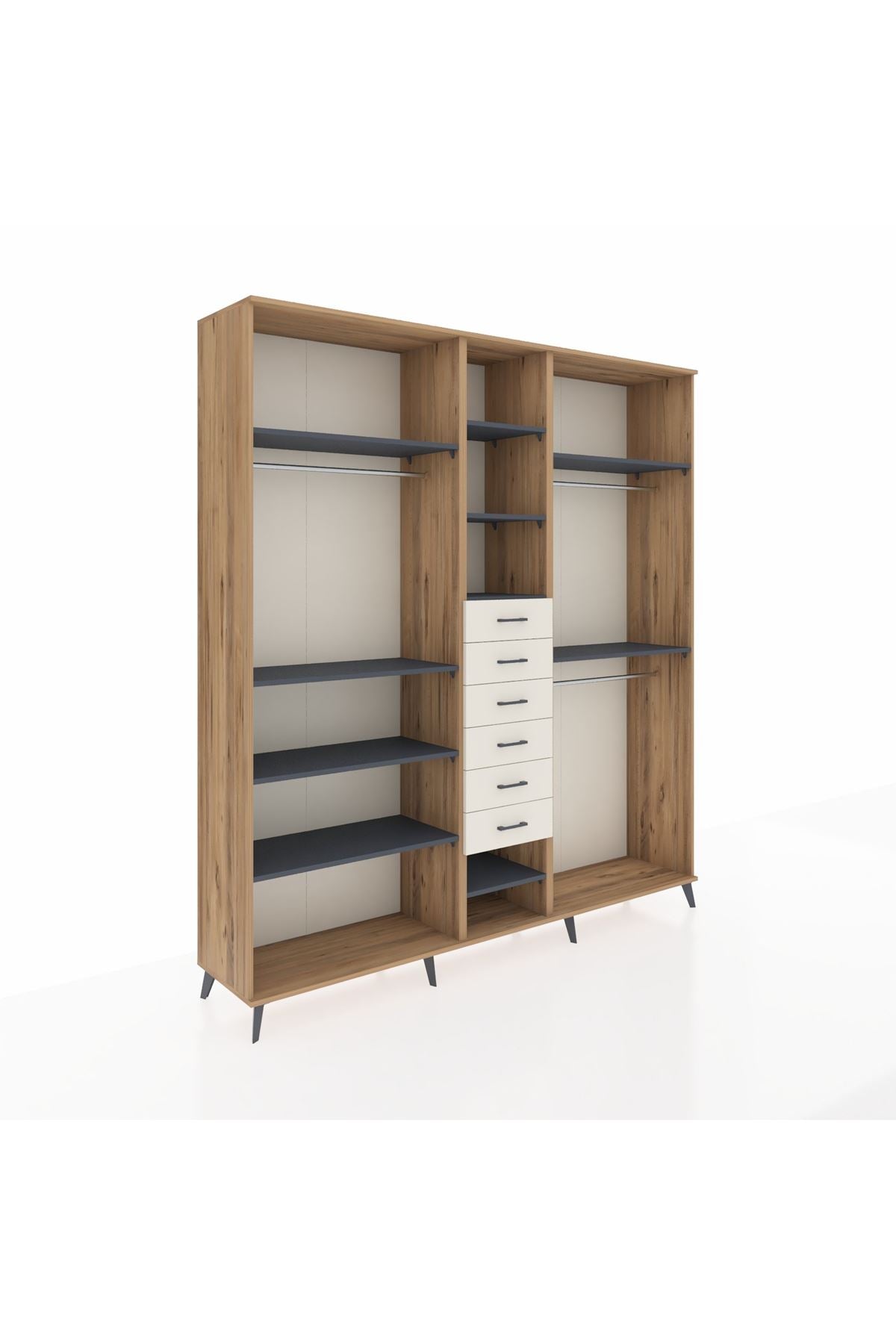 Hyperion Dolap 10 Raflı 6 Çekmeceli 3 Askılı 220x44x243 - S553M060V25B