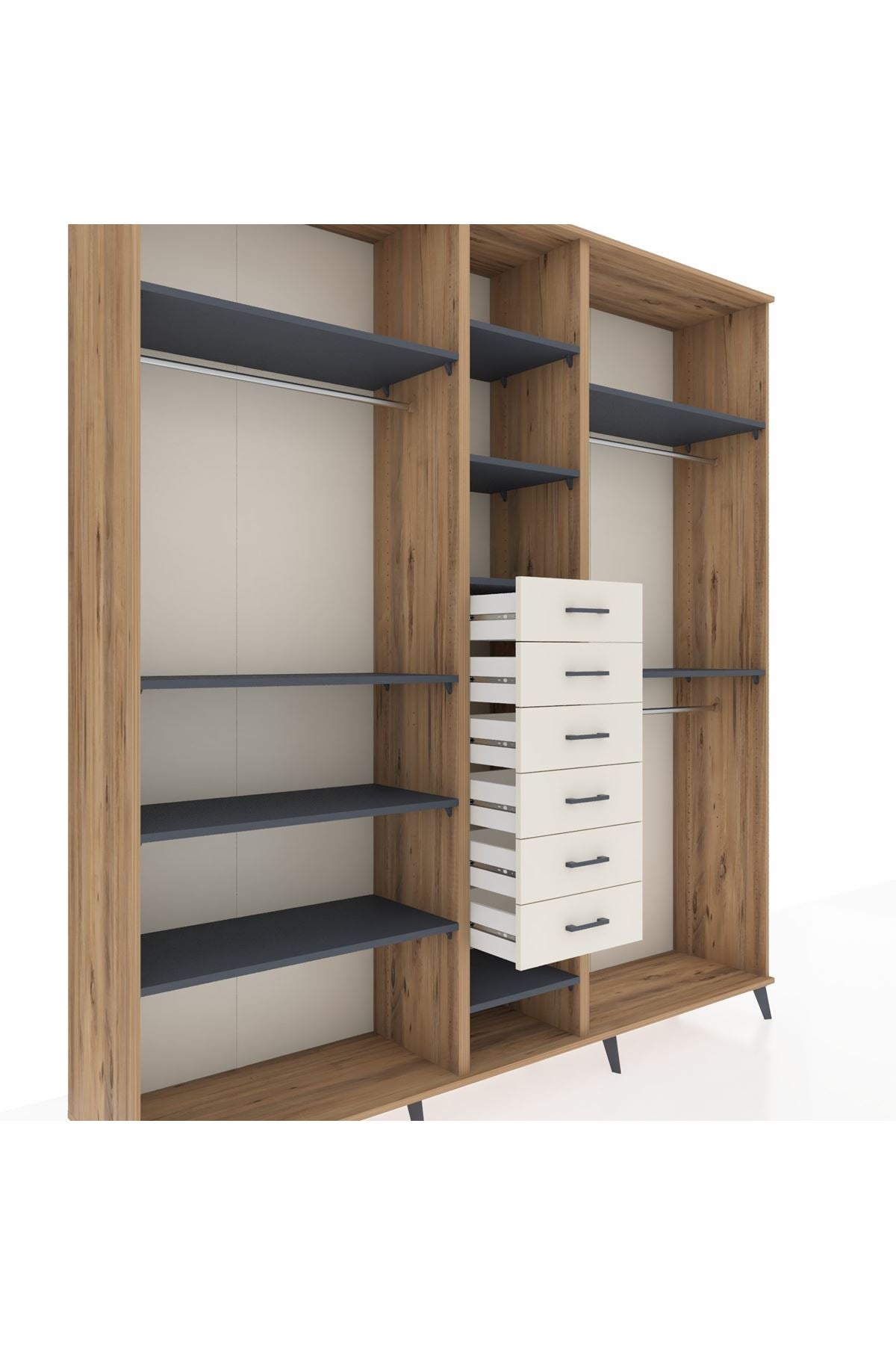 Hyperion Dolap 10 Raflı 6 Çekmeceli 3 Askılı 220x44x243 - S553M060V25B