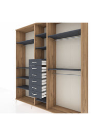 Hyperion Dolap 10 Raflı 6 Çekmeceli 3 Askılı 220x44x243 - S553M060V26B