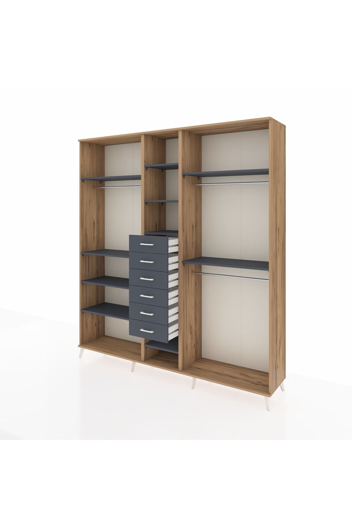 Hyperion Dolap 10 Raflı 6 Çekmeceli 3 Askılı 220x44x243 - S553M060V26B